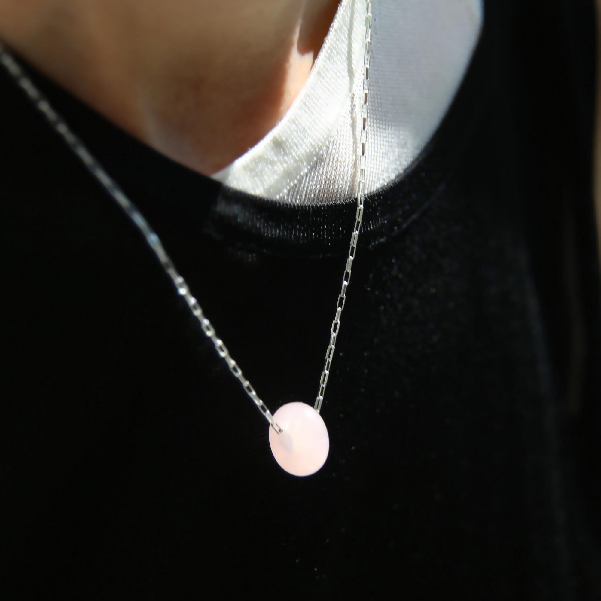 Цепь с подвеской из розового кварца 4P963