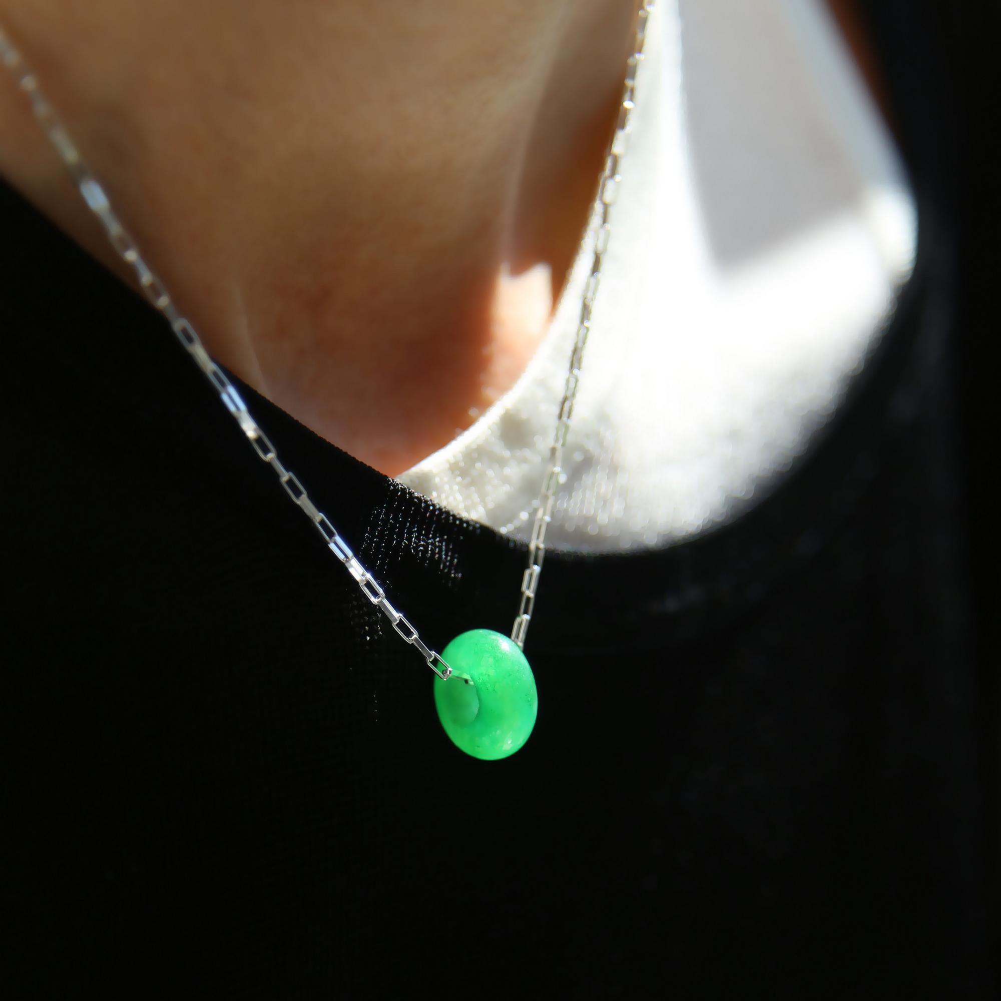 Цепь с подвеской из зеленого агата 4P965