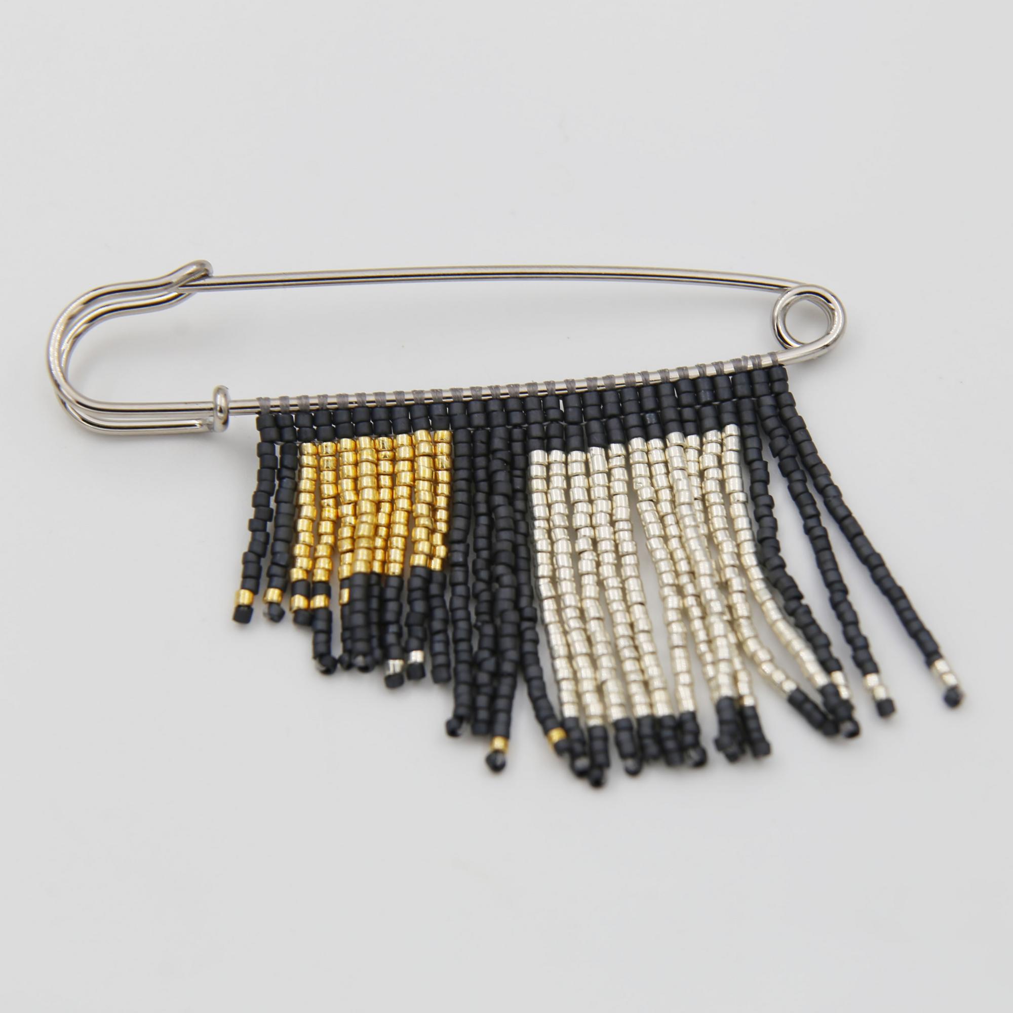 Брошь-булавка с бахромой из бисера 7P23