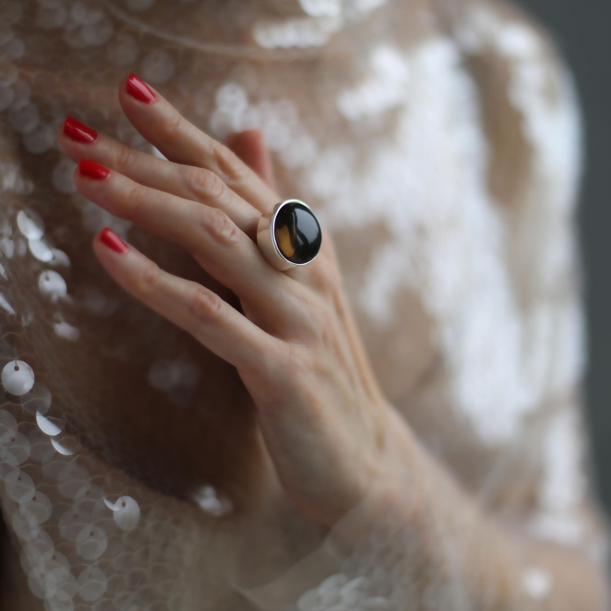 Кольцо с Дымчатым кварцем 2P1216