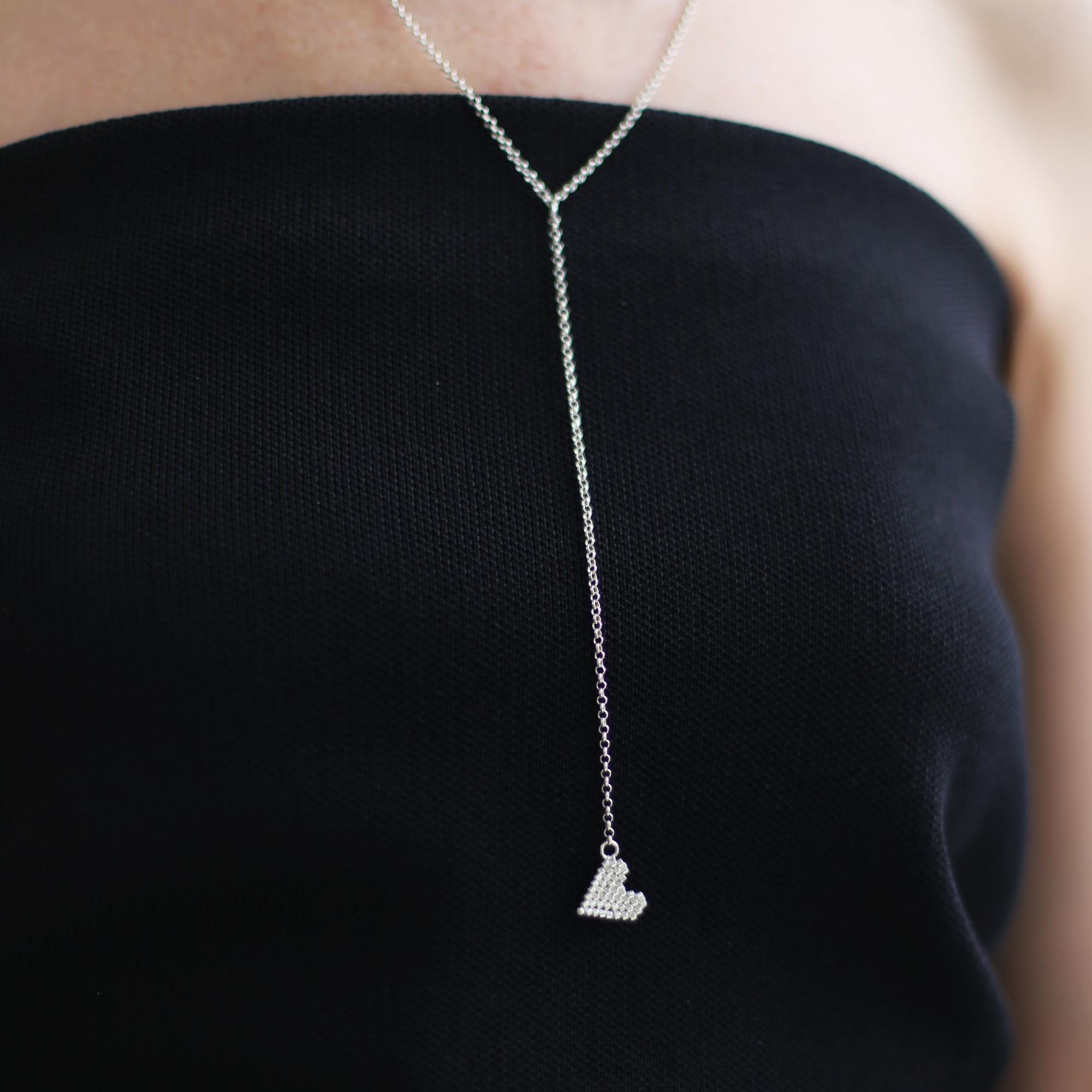 Цепочка-галстук с серебряным сердцем 4P973-2