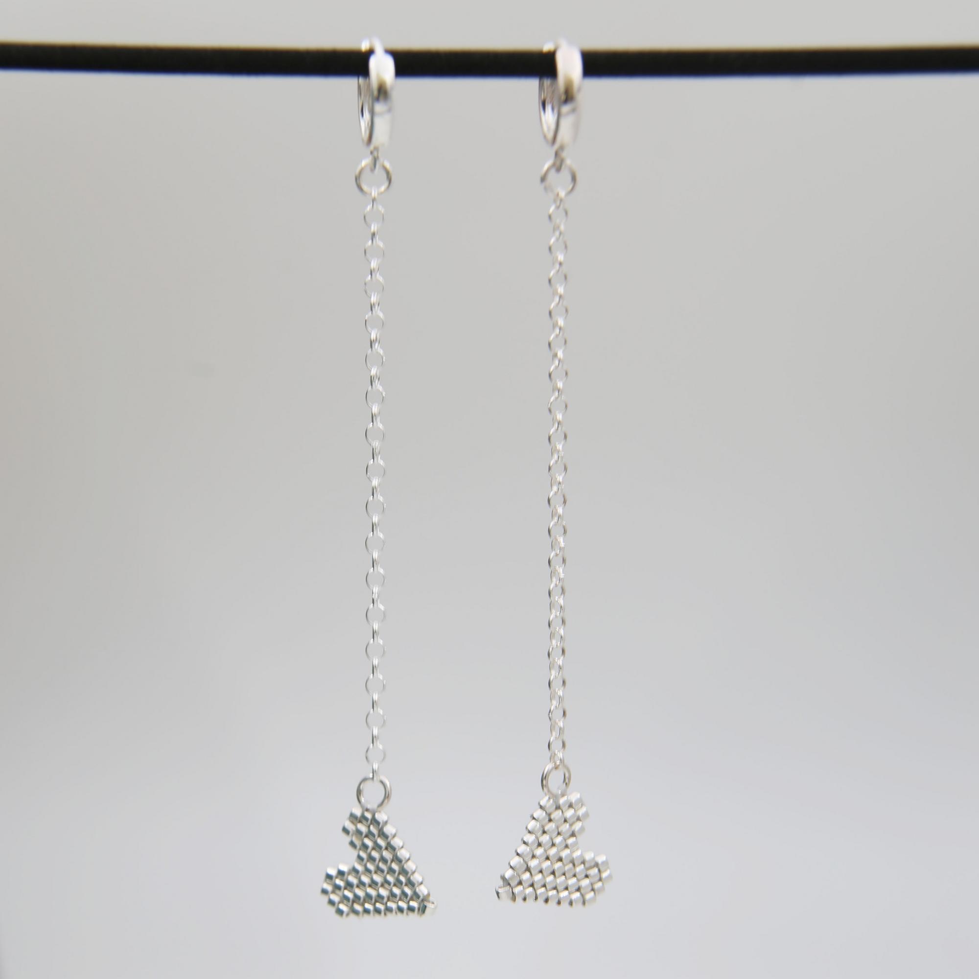 Длинные серьги с серебряным сердцем 1P2597-2