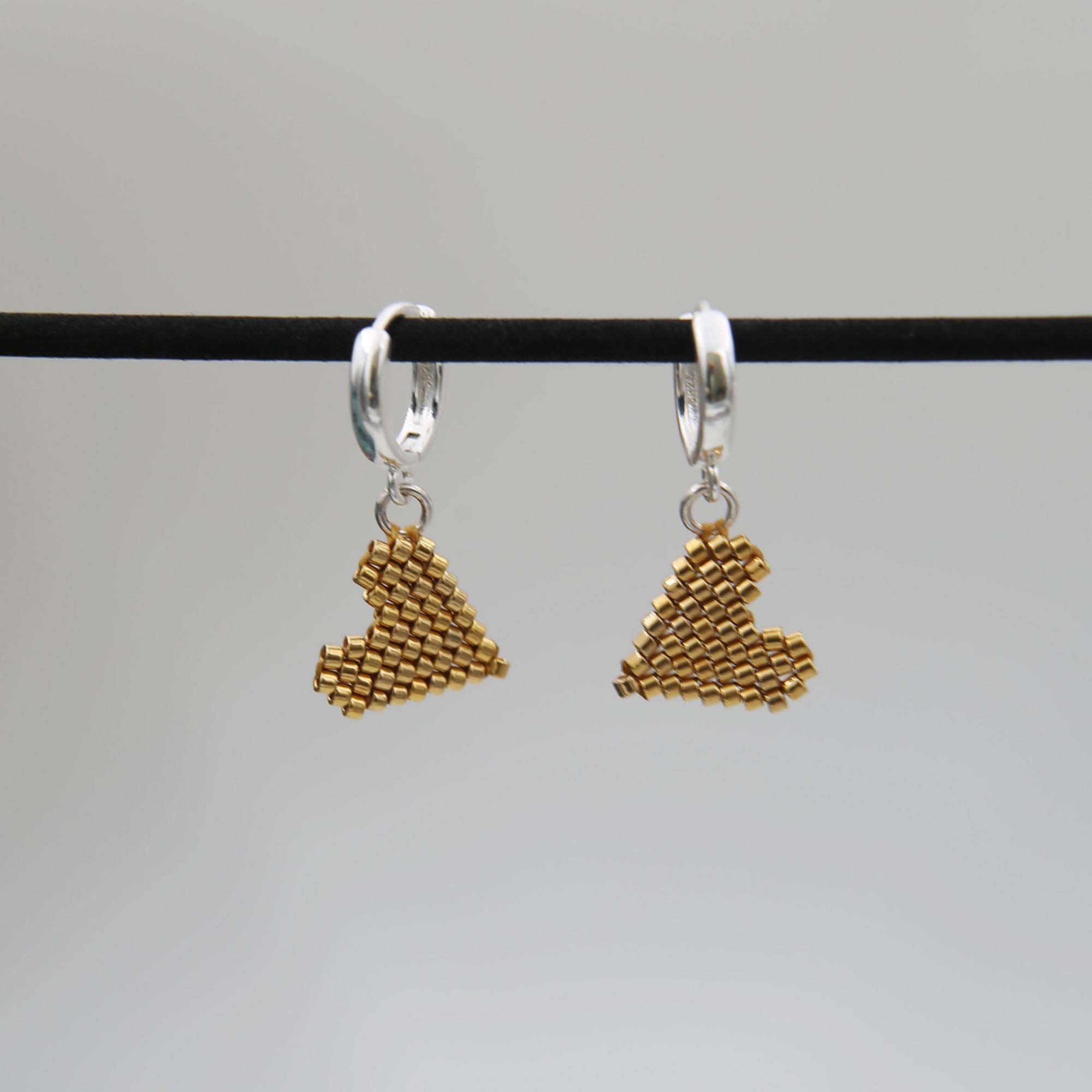 Серьги-хупы с золотым сердцем 1P2596-1