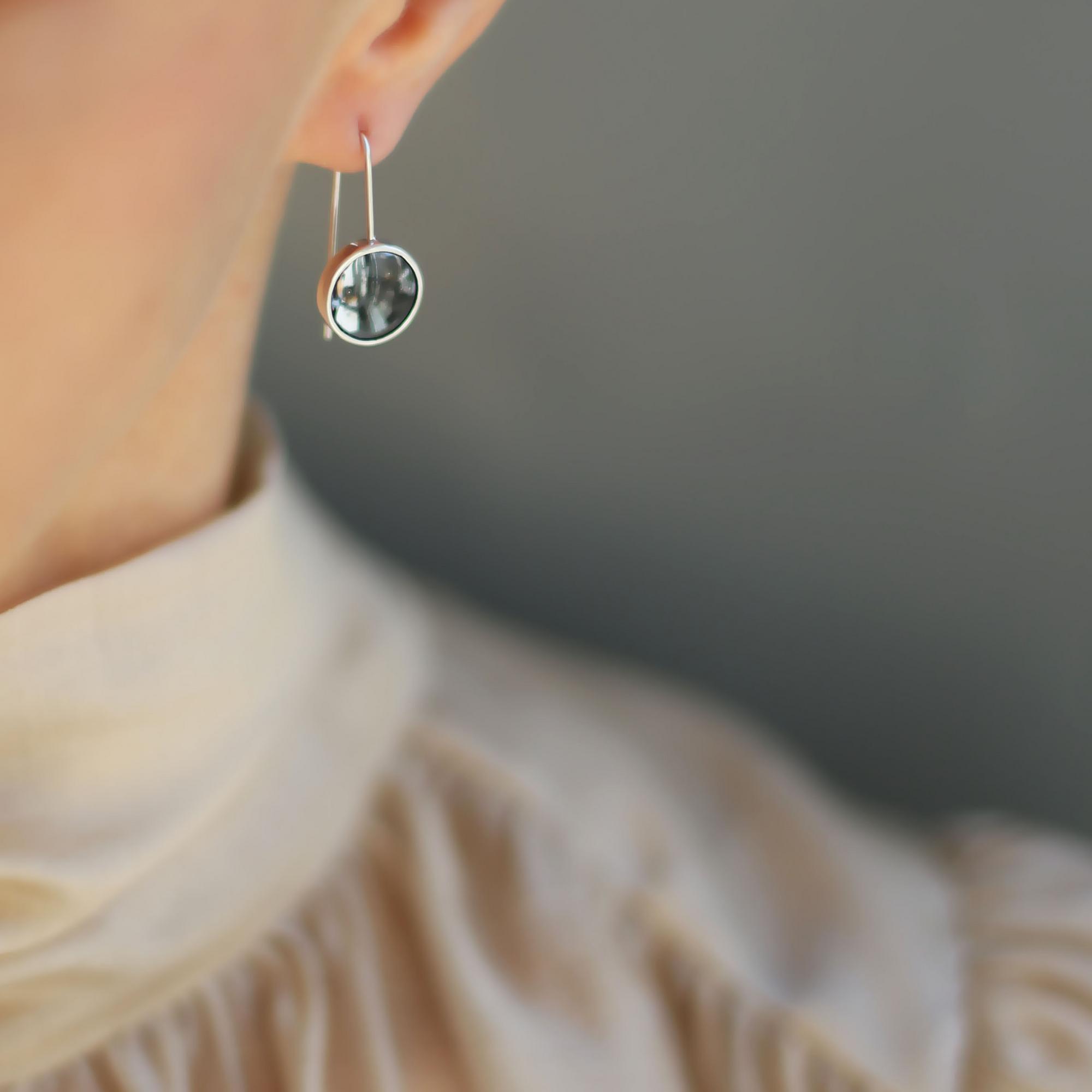 Cерьги со вставкой из гематита 1P2599