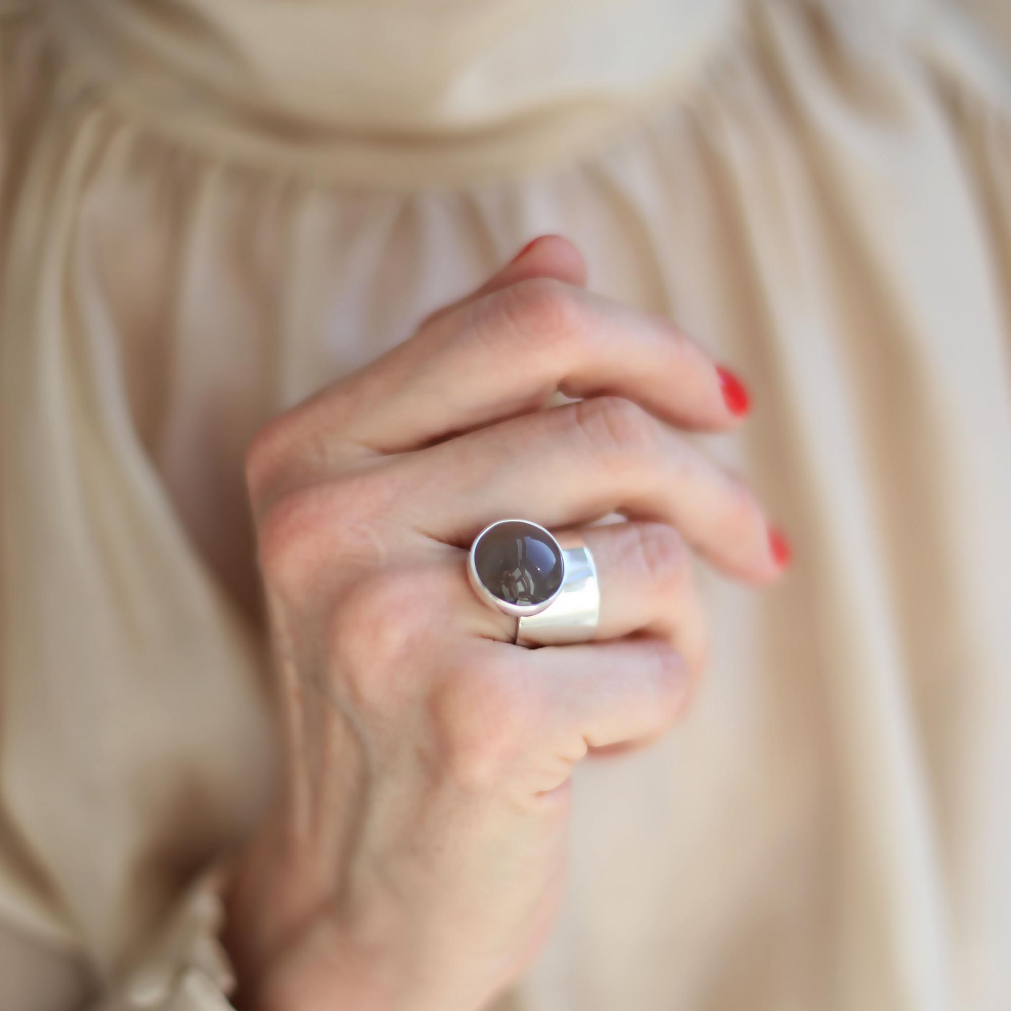 Кольцо с дымчатым кварцем 2P638