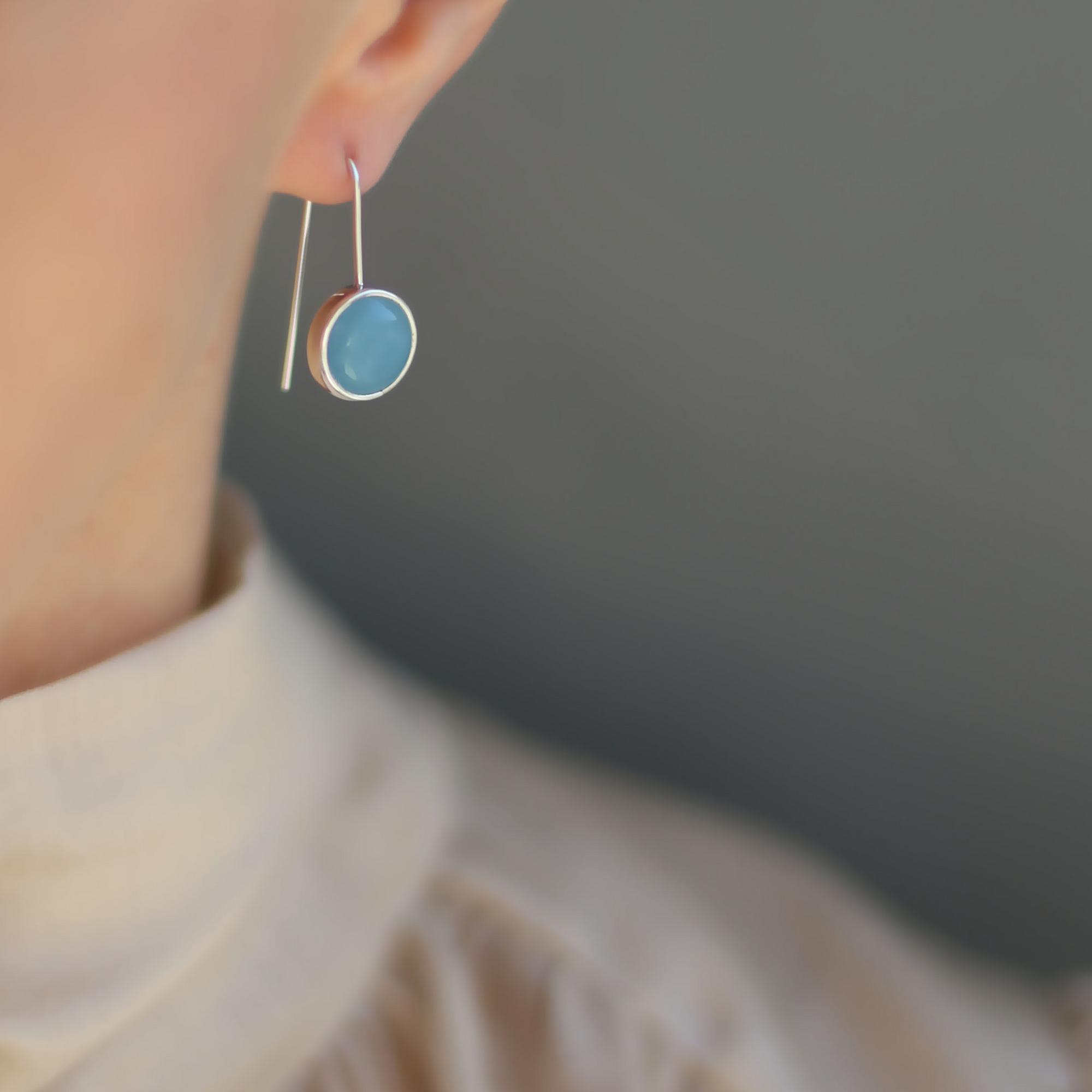 Cерьги со вставкой из голубого агата 1P2602