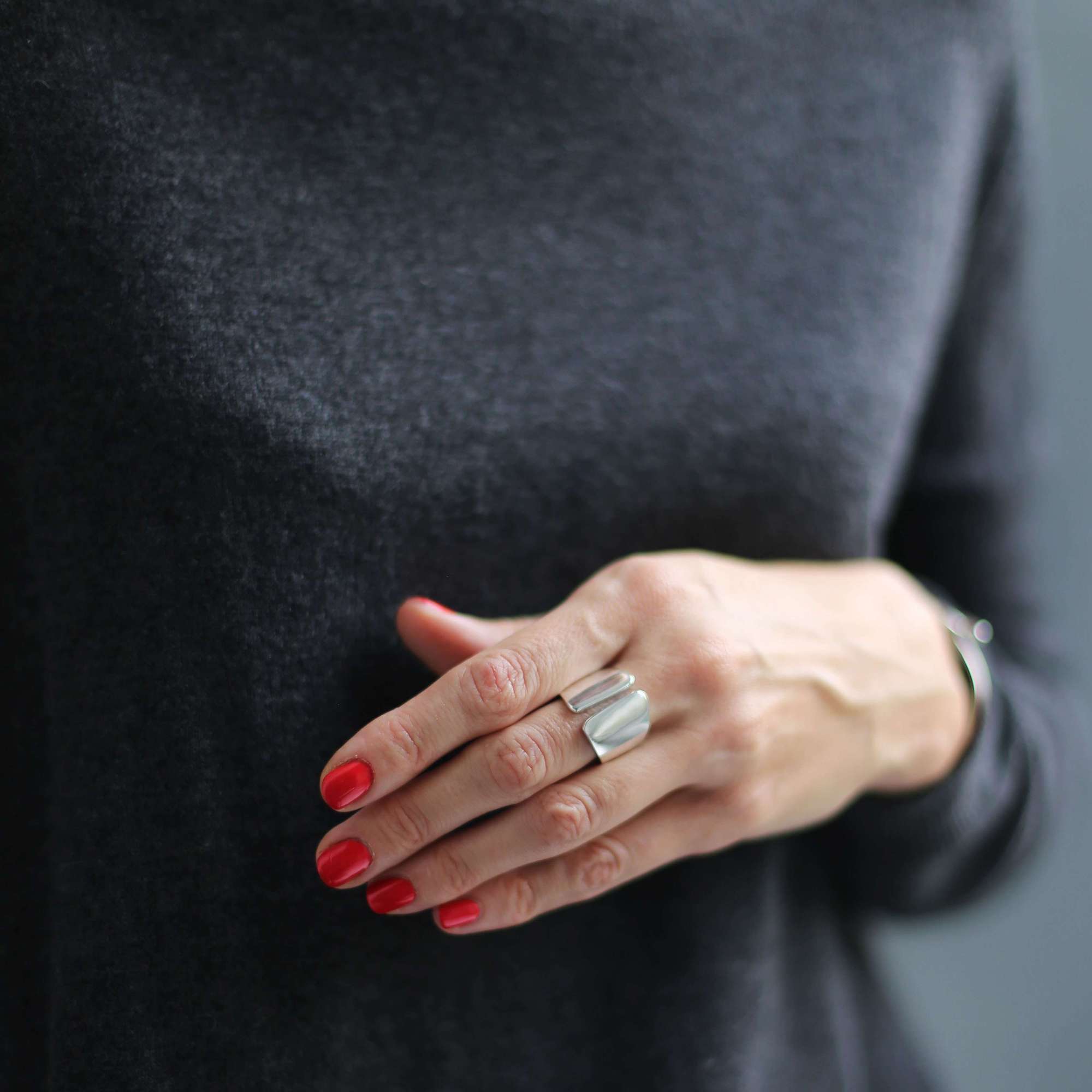 Широкое разъемное серебряное кольцо 2P57