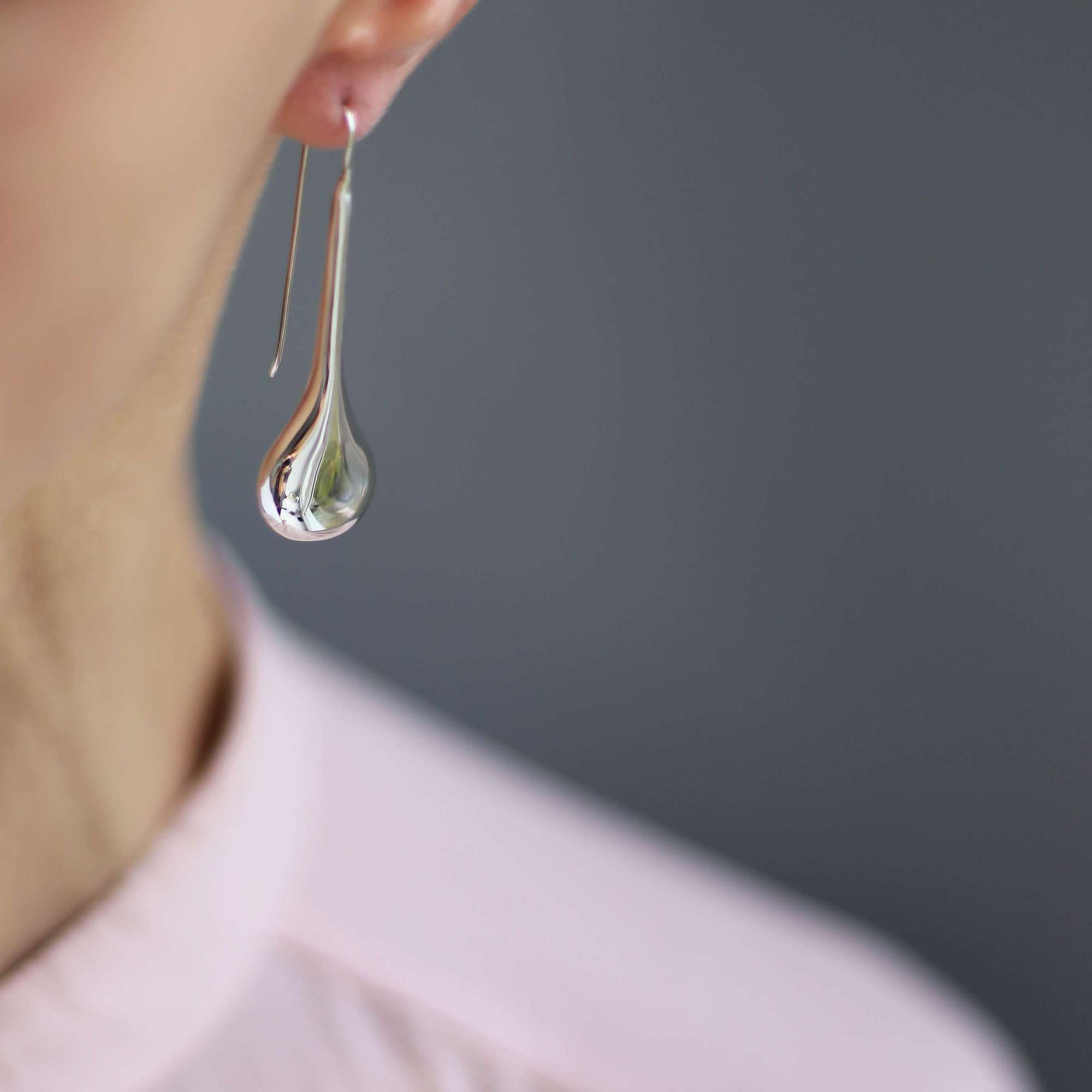 Серьги серебряные Капли большие 1P2062