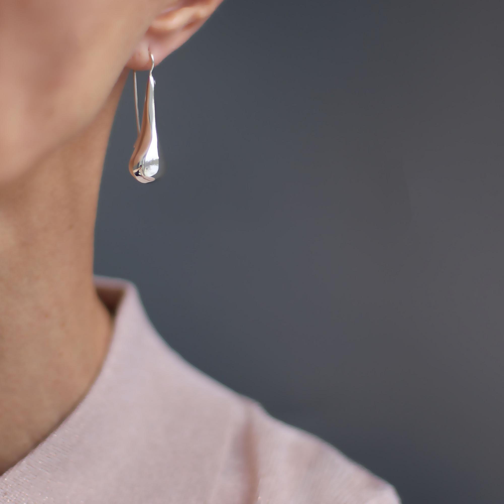Серебряные серьги Капли средние 1P176
