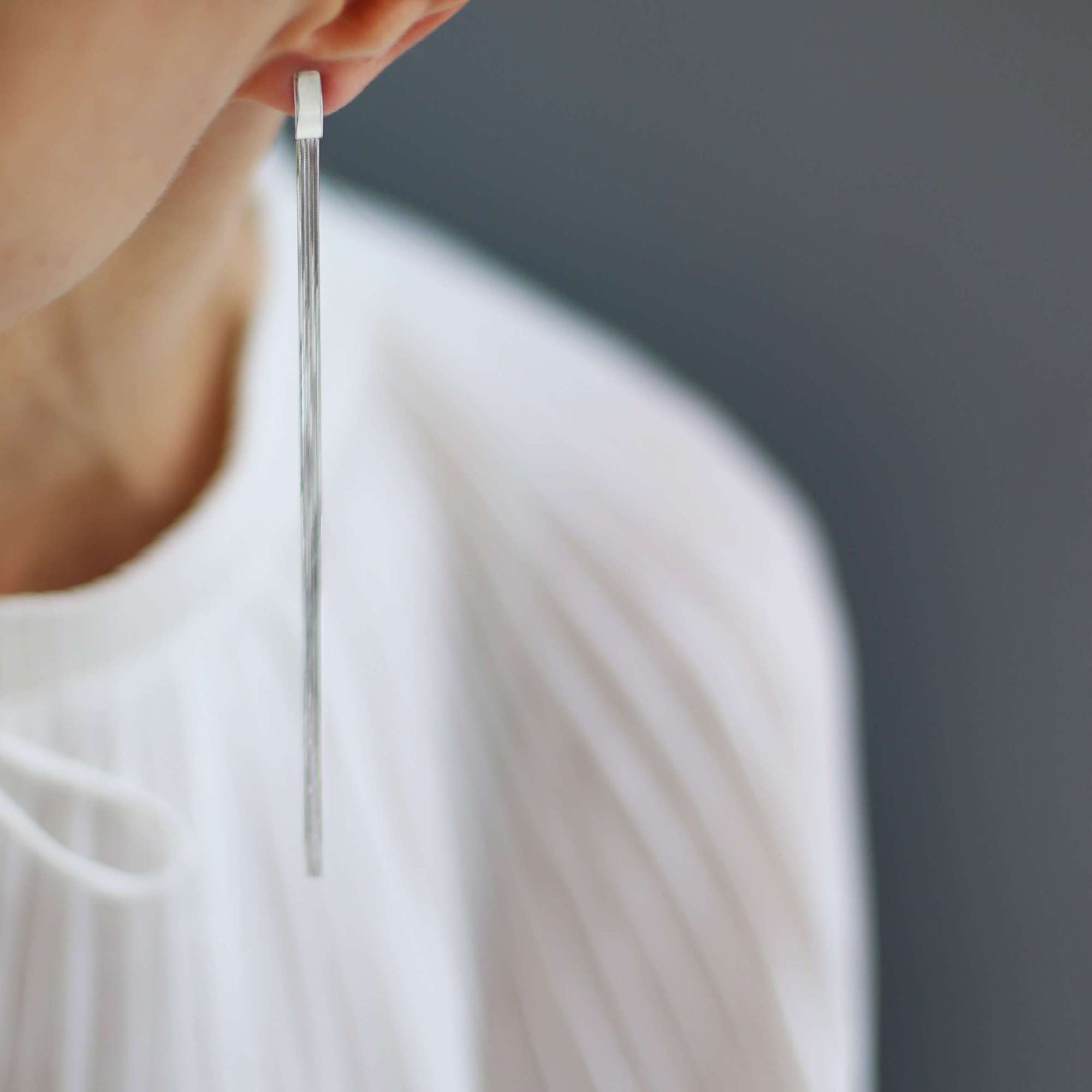 Серебряные серьги-гвоздики Длинные цепочки 1P546