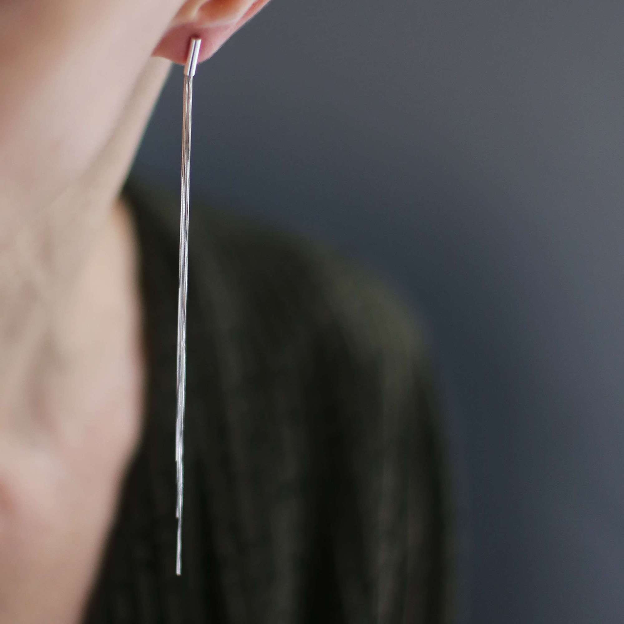 Длинные серебряные серьги с цепочками 1P545-1