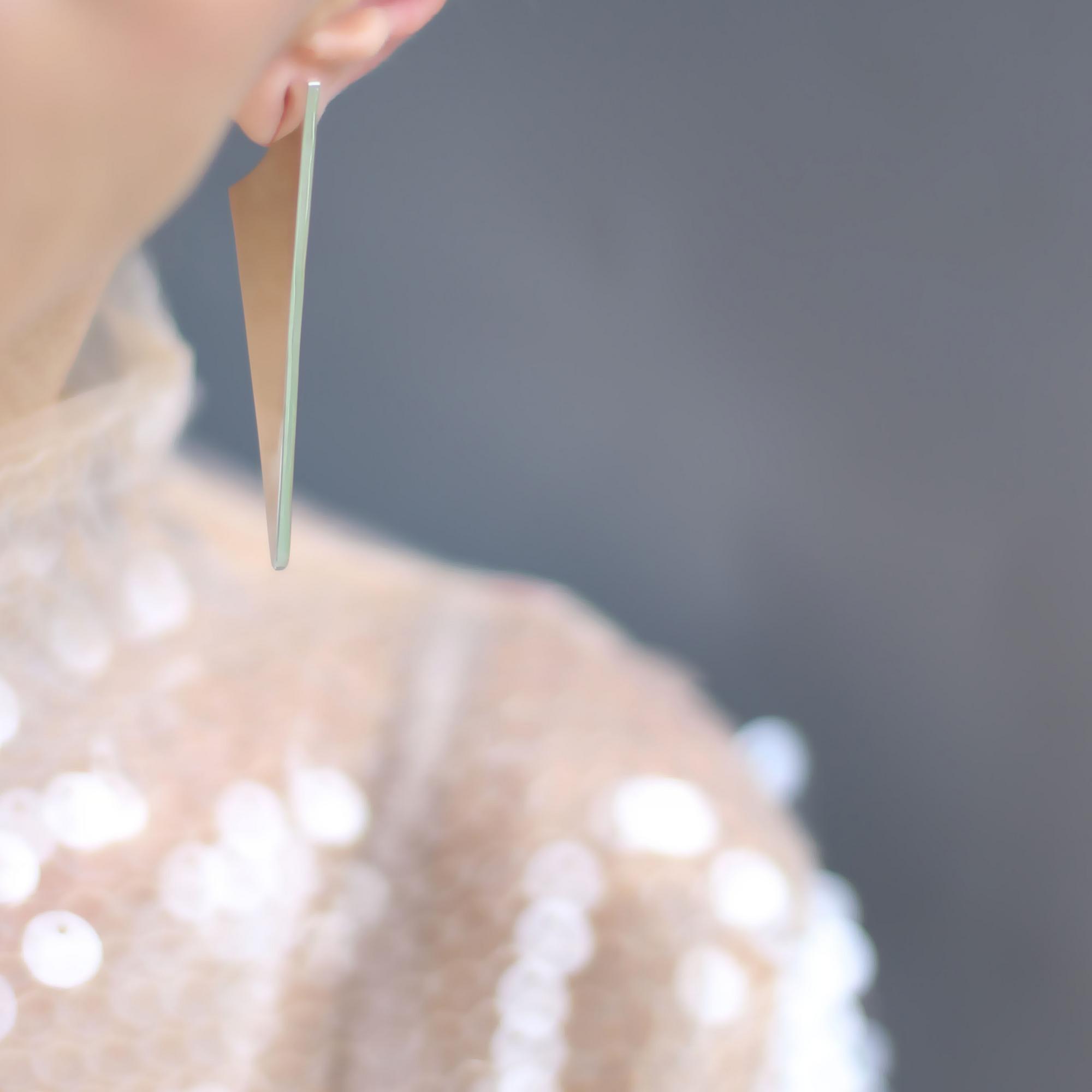 Серебряные серьги Длинные глянцевые треугольники 1P548-1