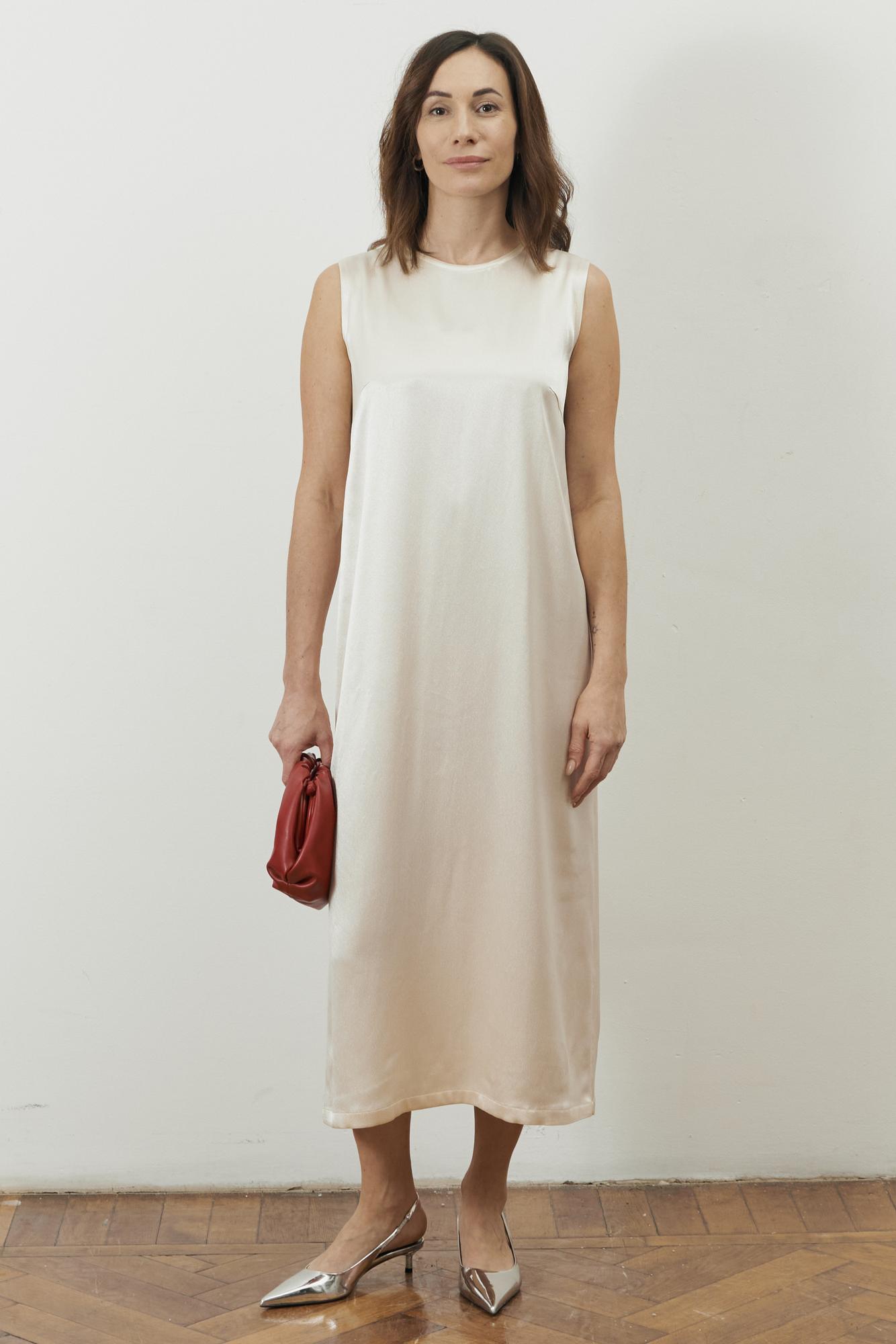 Платье без рукавов, кремовое