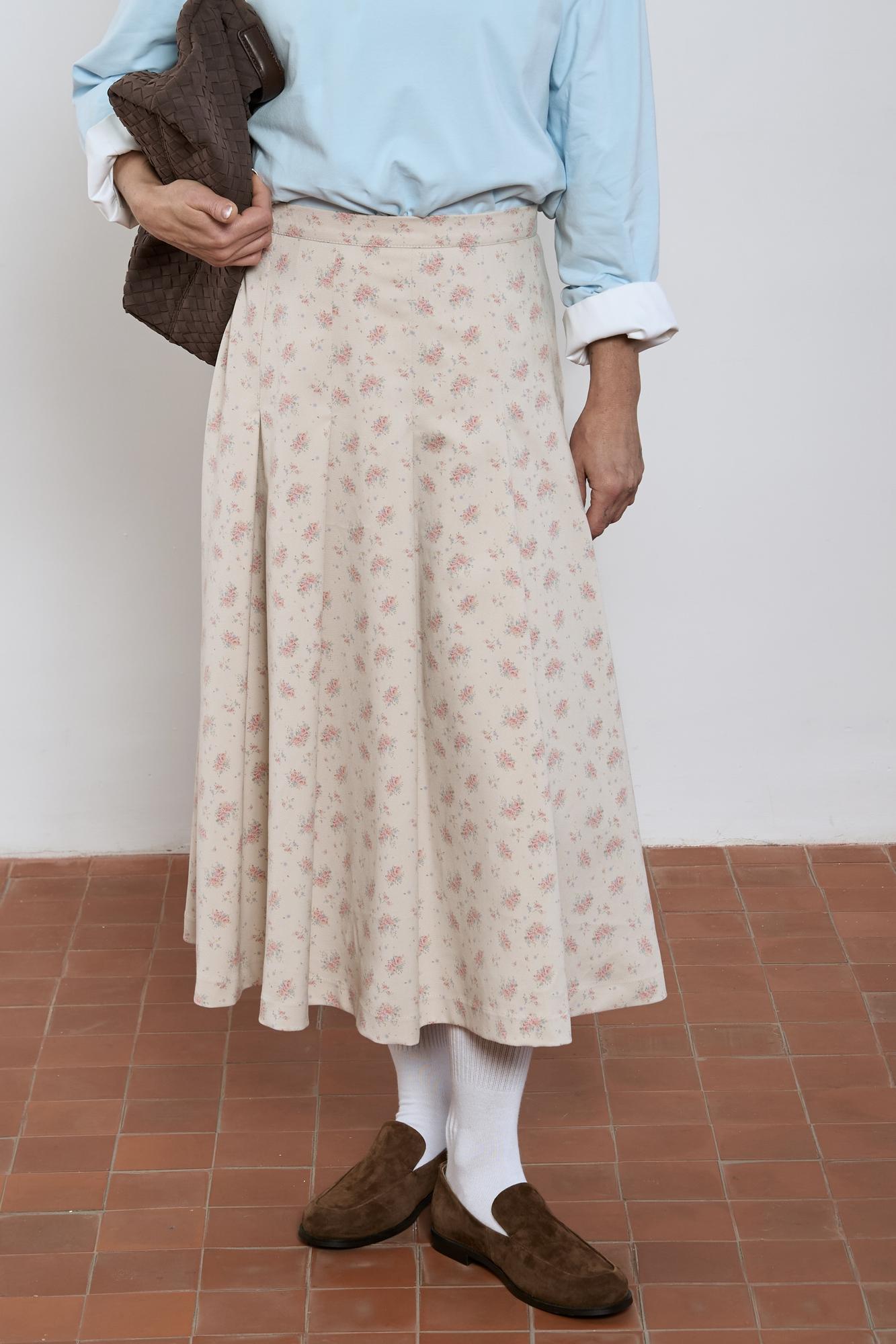 Юбка со складками, кремовая