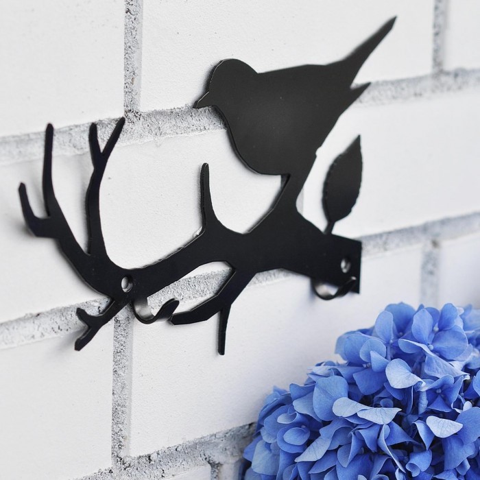 Вешалка "Птица на ветке" черная