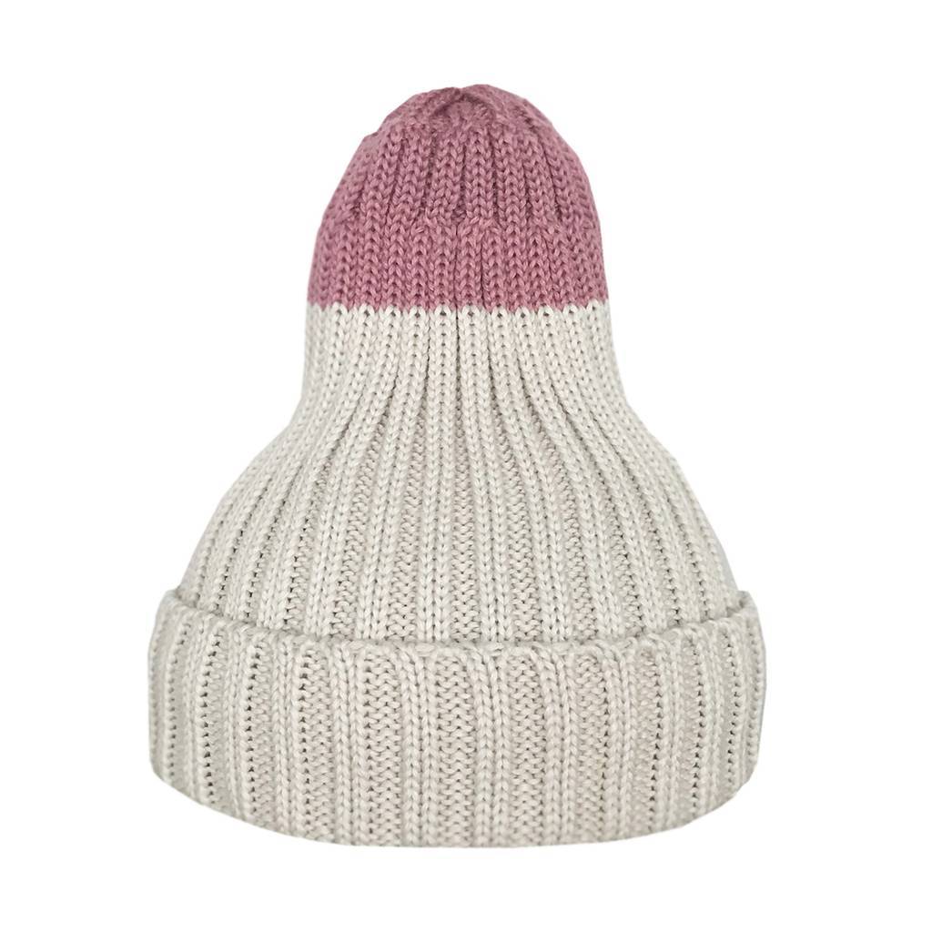 Шапка утеплённая светло-бежевая/ пыльно-розовый
