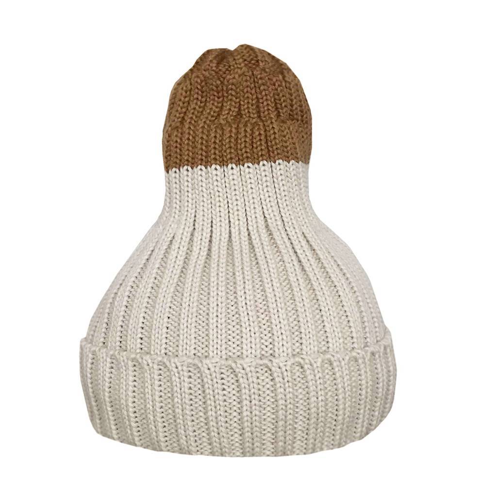 Шапка утеплённая светло-бежевая/ светло-коричневый