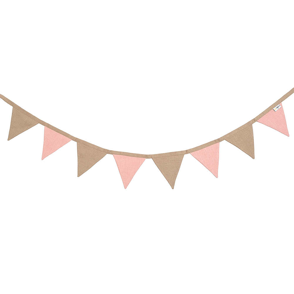 Гирлянда из флажков льняная розовая