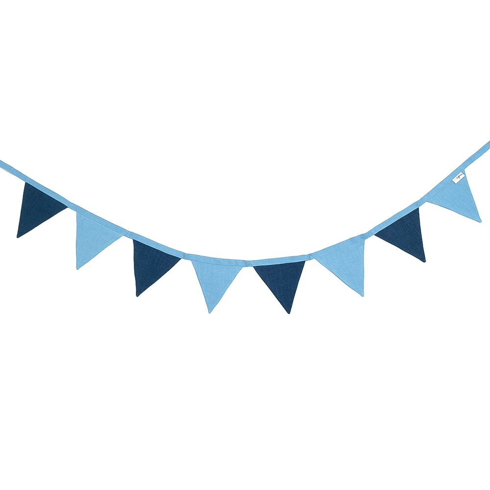 Гирлянда из флажков льняная голубая