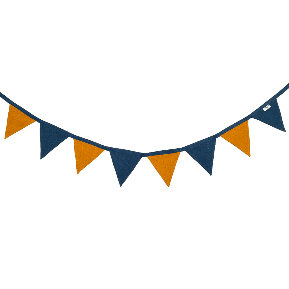 Гирлянда из флажков льняная синяя