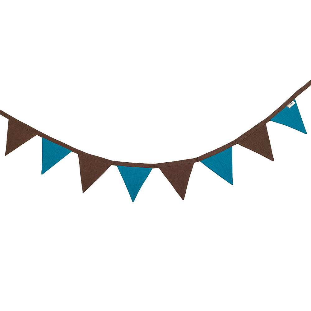 Гирлянда из флажков льняная шоколадно-синяя