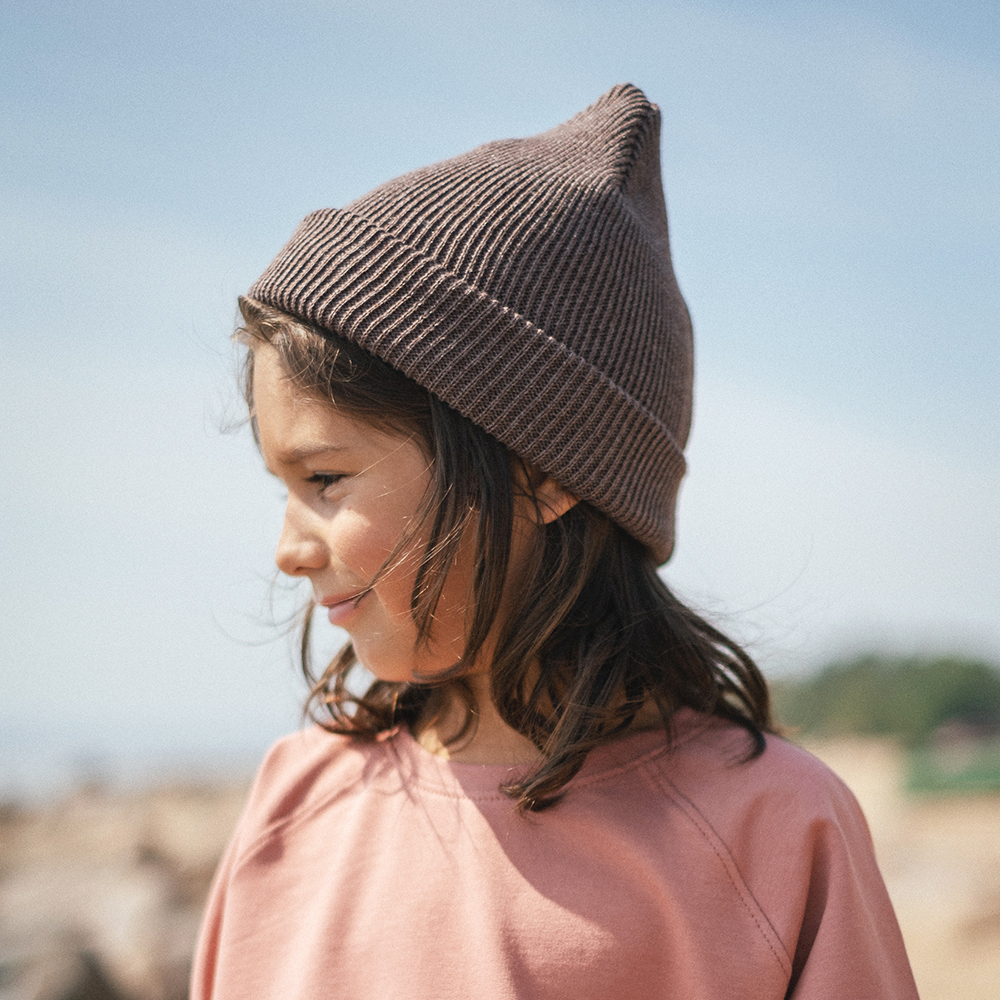 Хлопковая шапка коричневая меланж