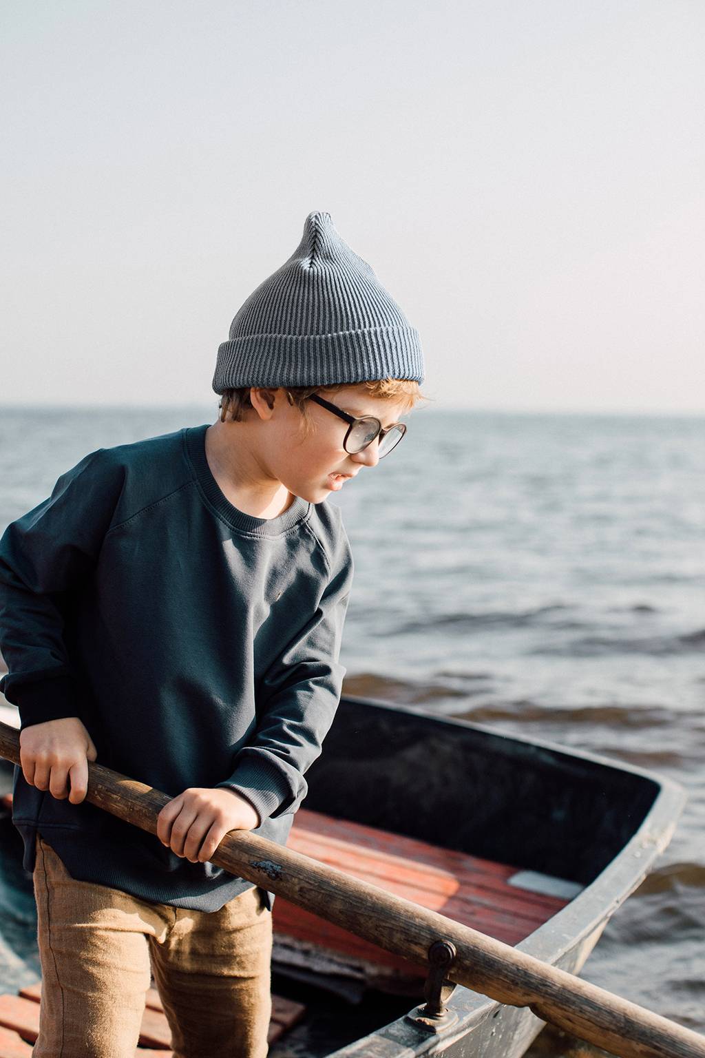 Хлопковая шапка пыльно-голубая