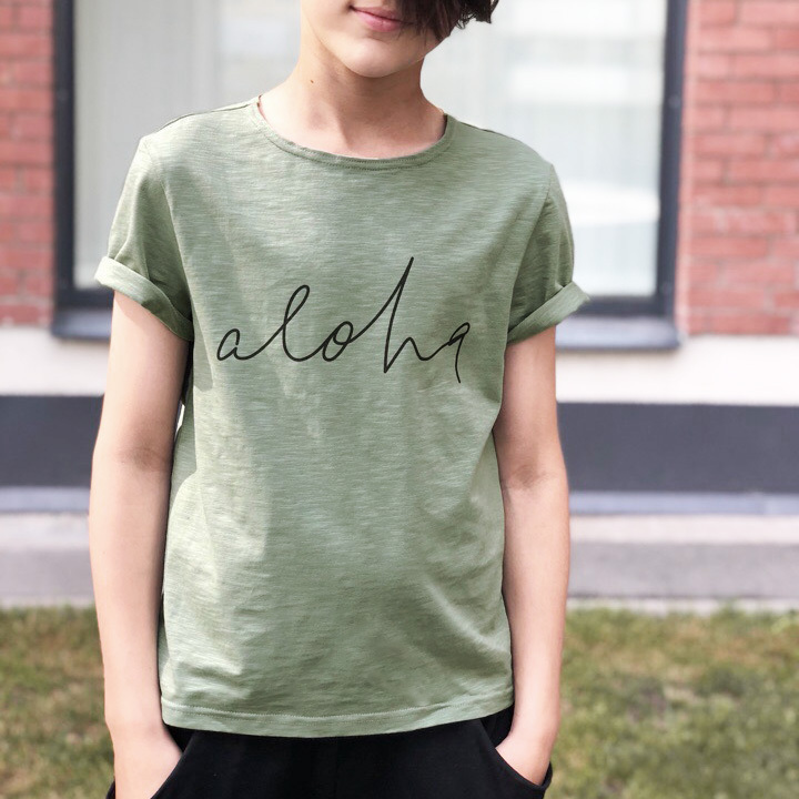Футболка "Aloha"хаки (взрослые и детские)