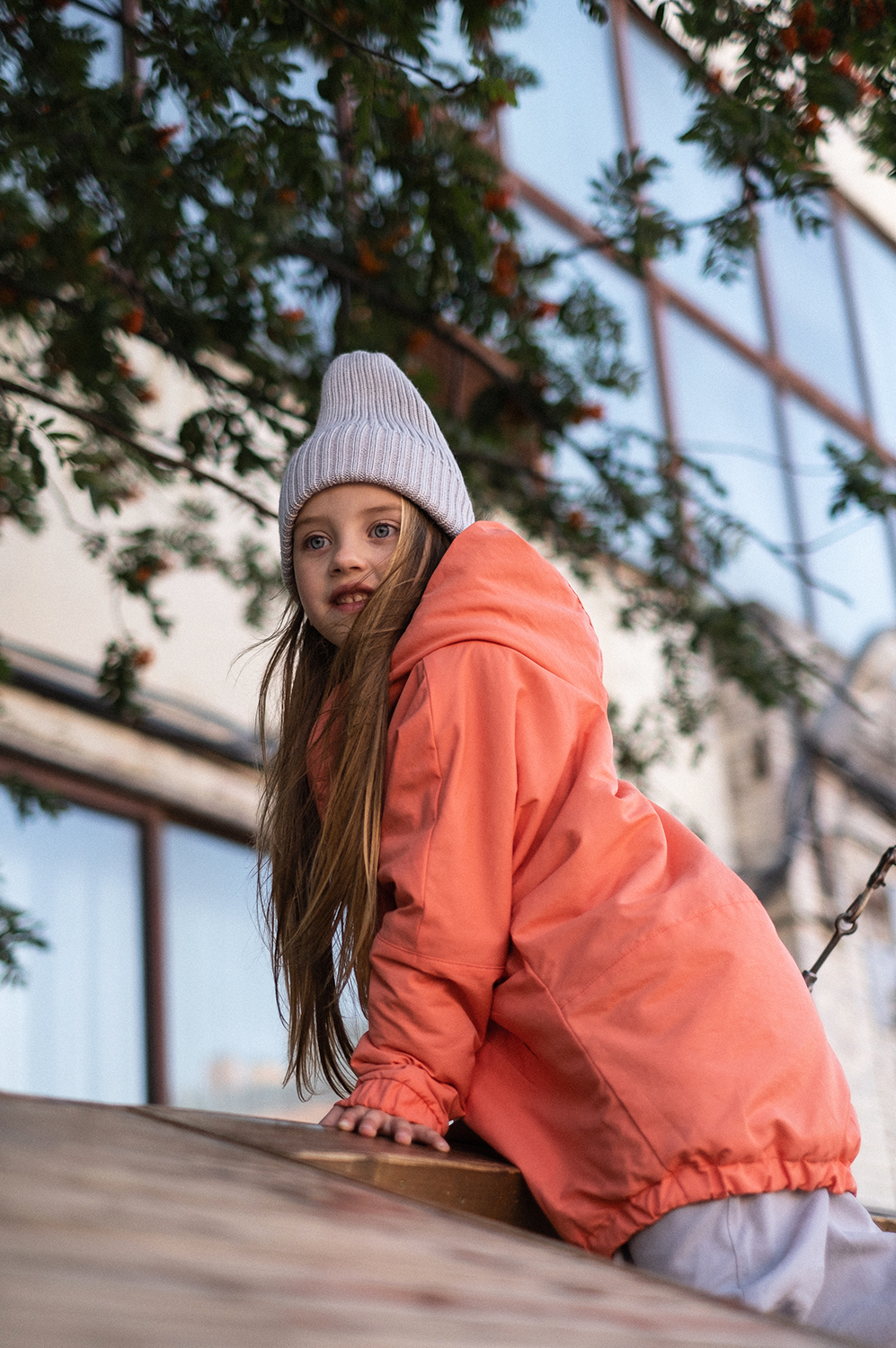 Парка детская ярко-коралловая