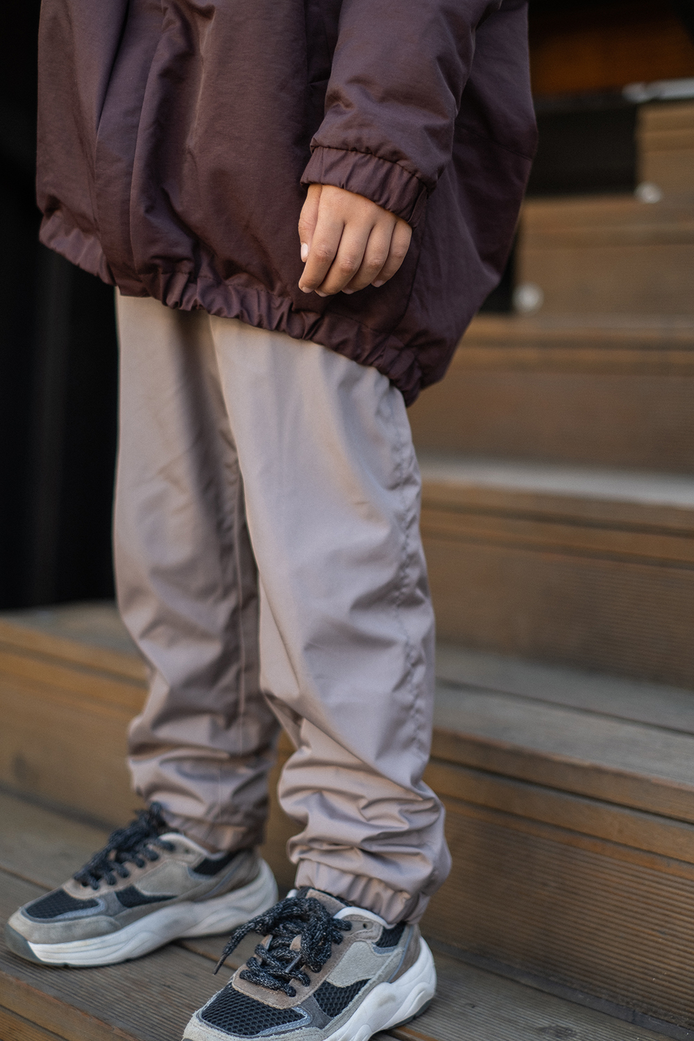 Брюки из плащёвки какао