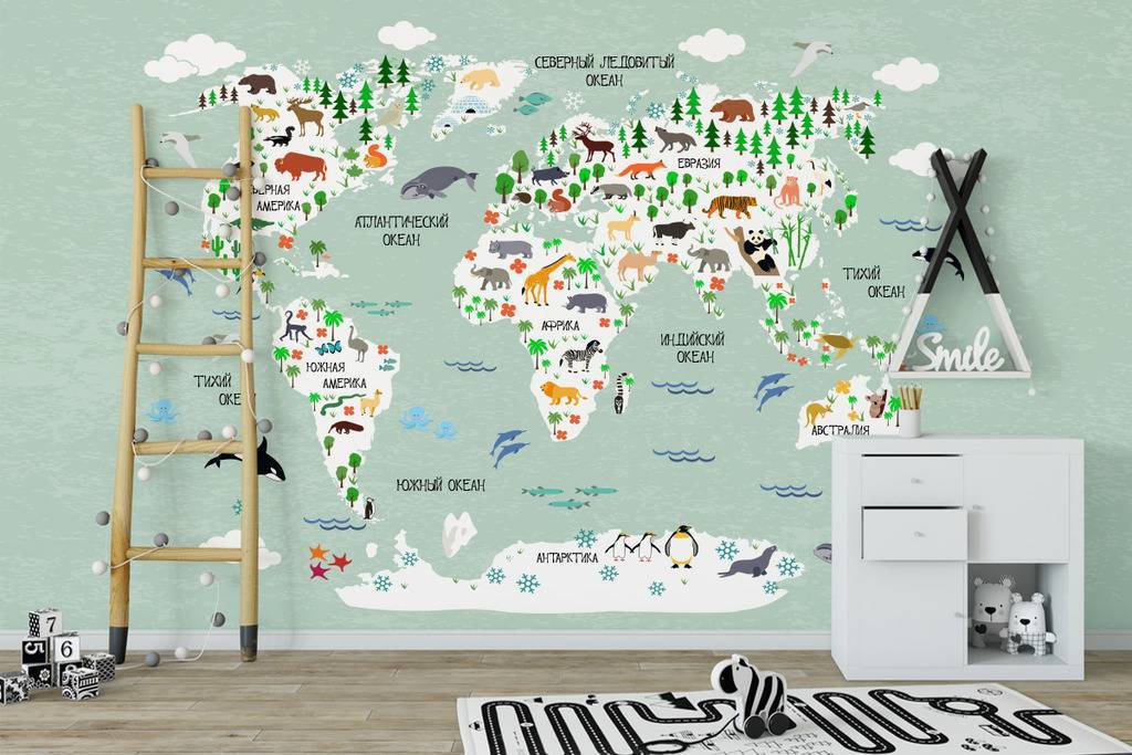 Обои "Детская карта мира - 3"