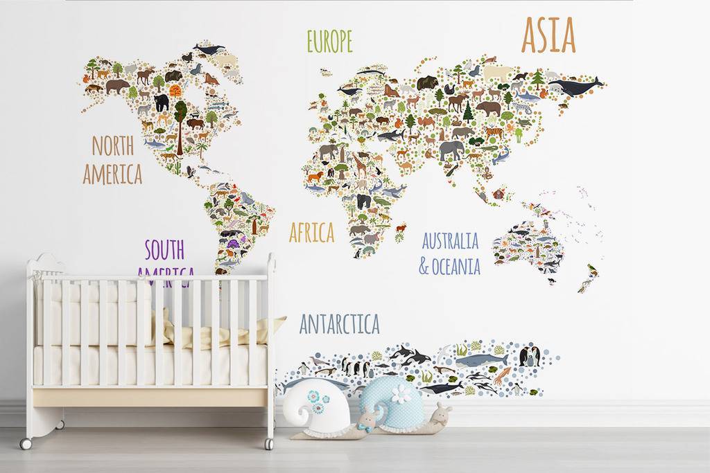 Обои "Детская карта мира - 4"