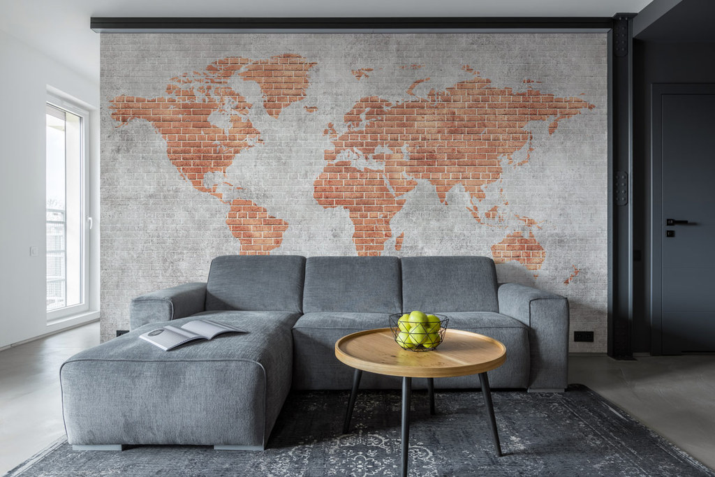 Обои "Кирпичная карта мира"