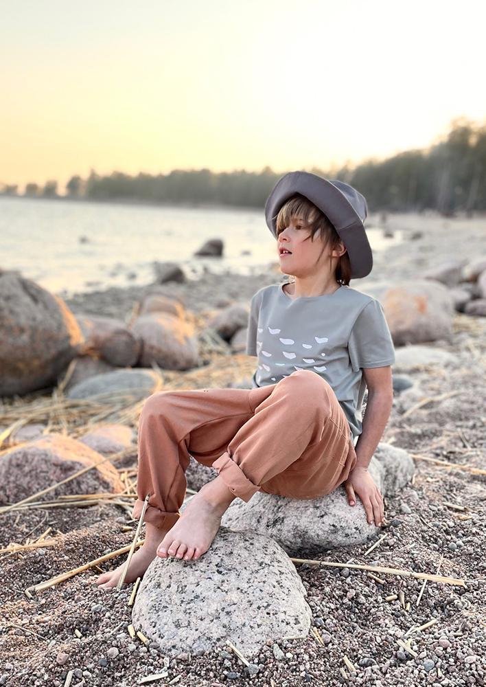 Брюки-бананы пастельно-терракотовые