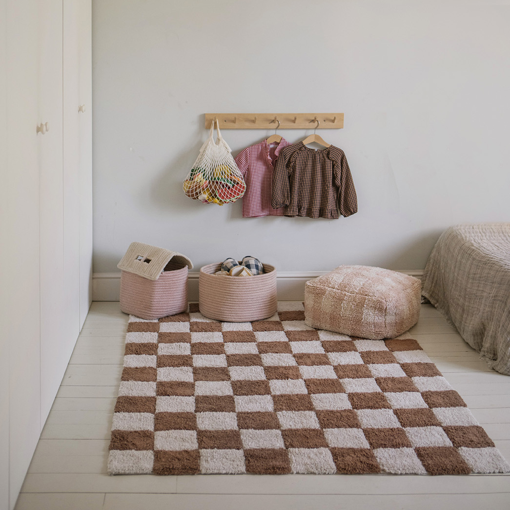 Ковер Шахматы голубой/коричневый/розовый 120*160