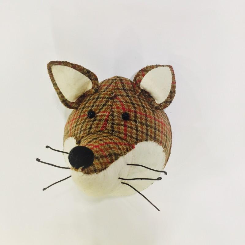 Декоративная голова "Лиса" твид мелкая сетка