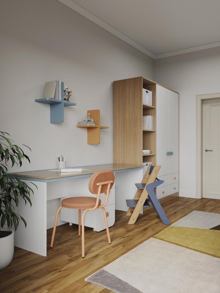 Рабочий стол Markes с цветным подстольем для двоих