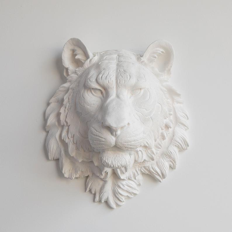 Декоративная голова "Тигр белый/черный"