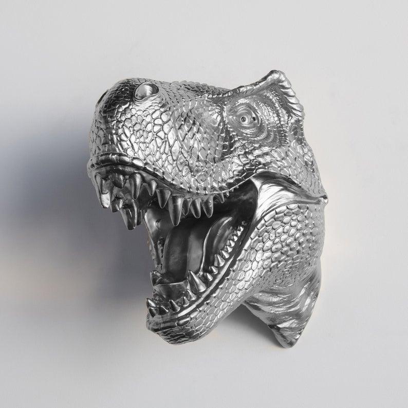 Декоративная голова "Динозавр Тирекс золотой/серебряный"