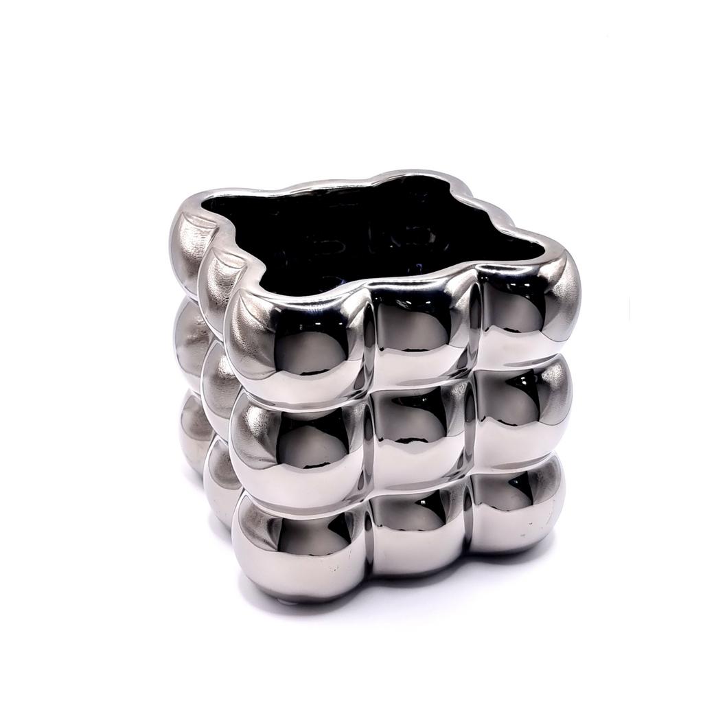 Кашпо-ваза Люмьер серебро 13х13 см