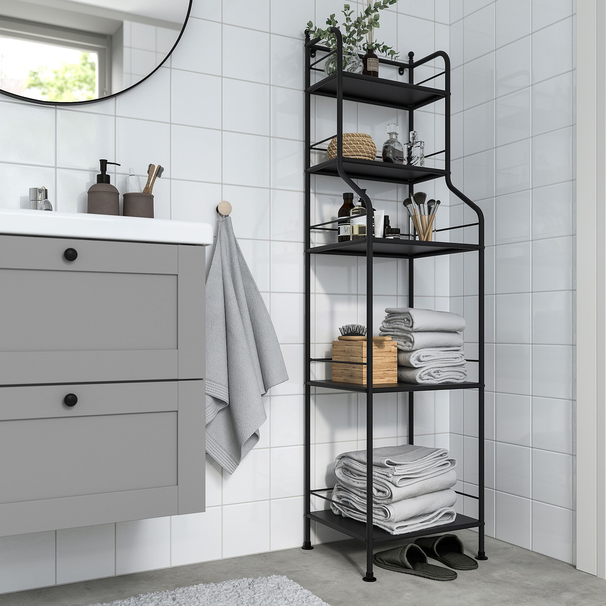 FROSJON IKEA Hamam rəfi, qara, 40x156 sm