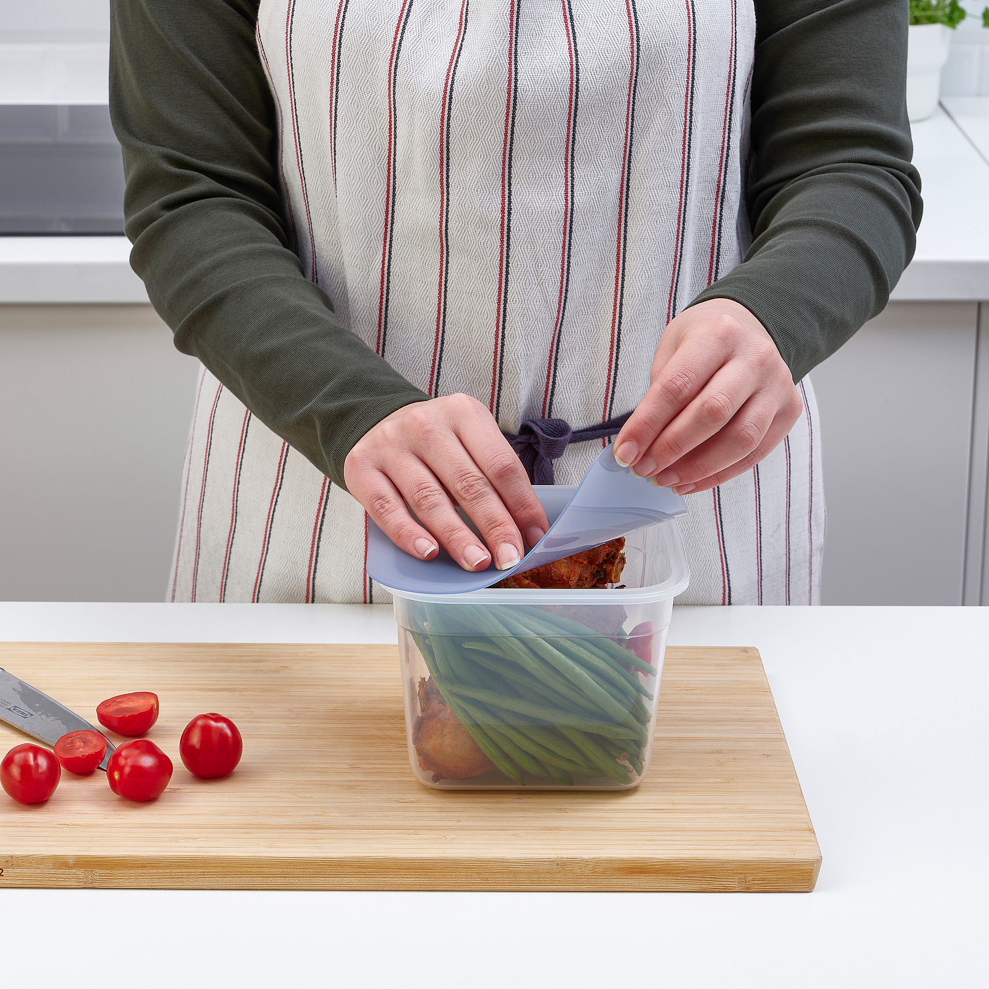 IKEA 365+ Qapaqlı saxlama qabı, plastik/silikon, 1.4 lt, kvadrat