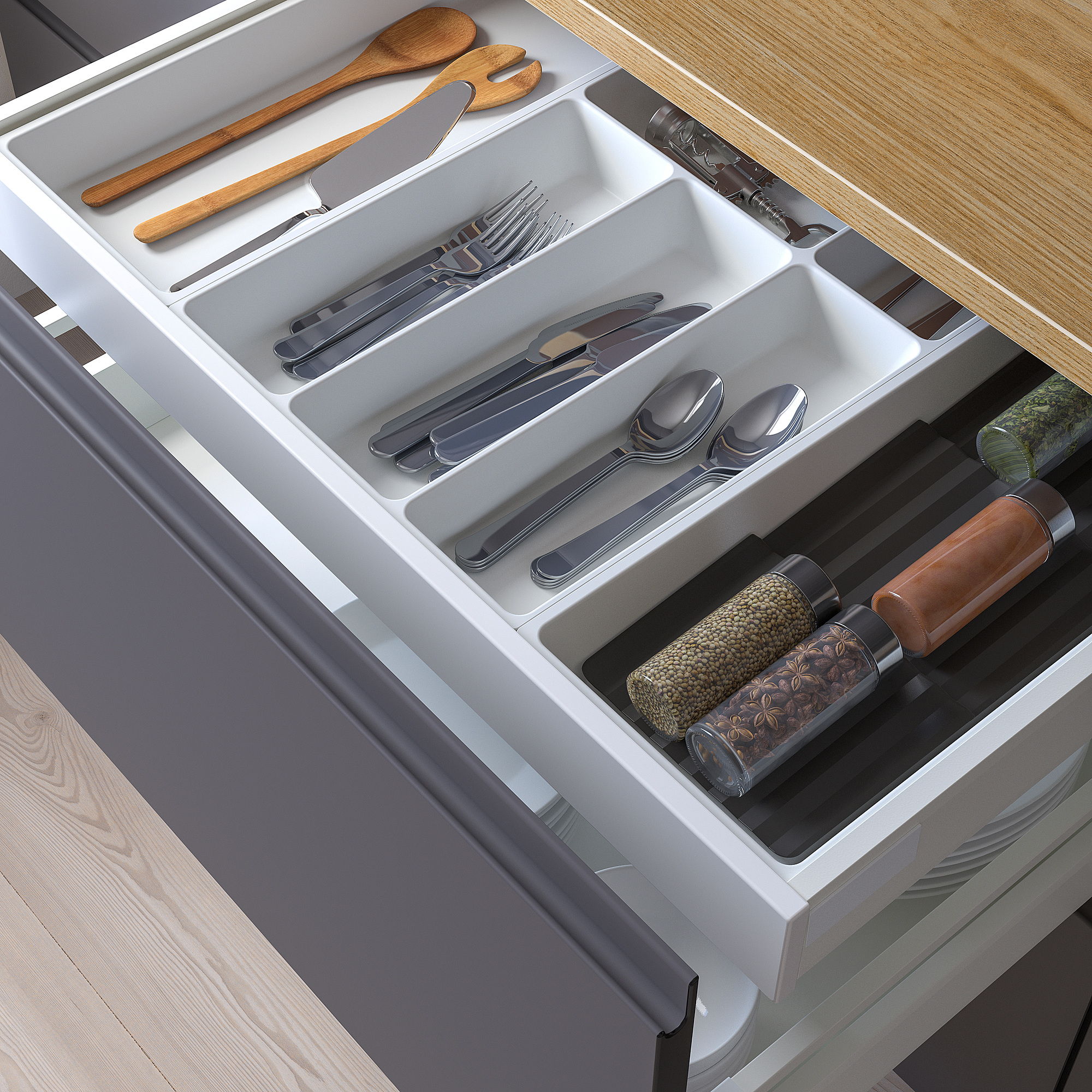 UPPDATERA IKEA Çəngəl-bıçaq üçün lotok, ağ, 72x50 sm/ədviyyat qabı