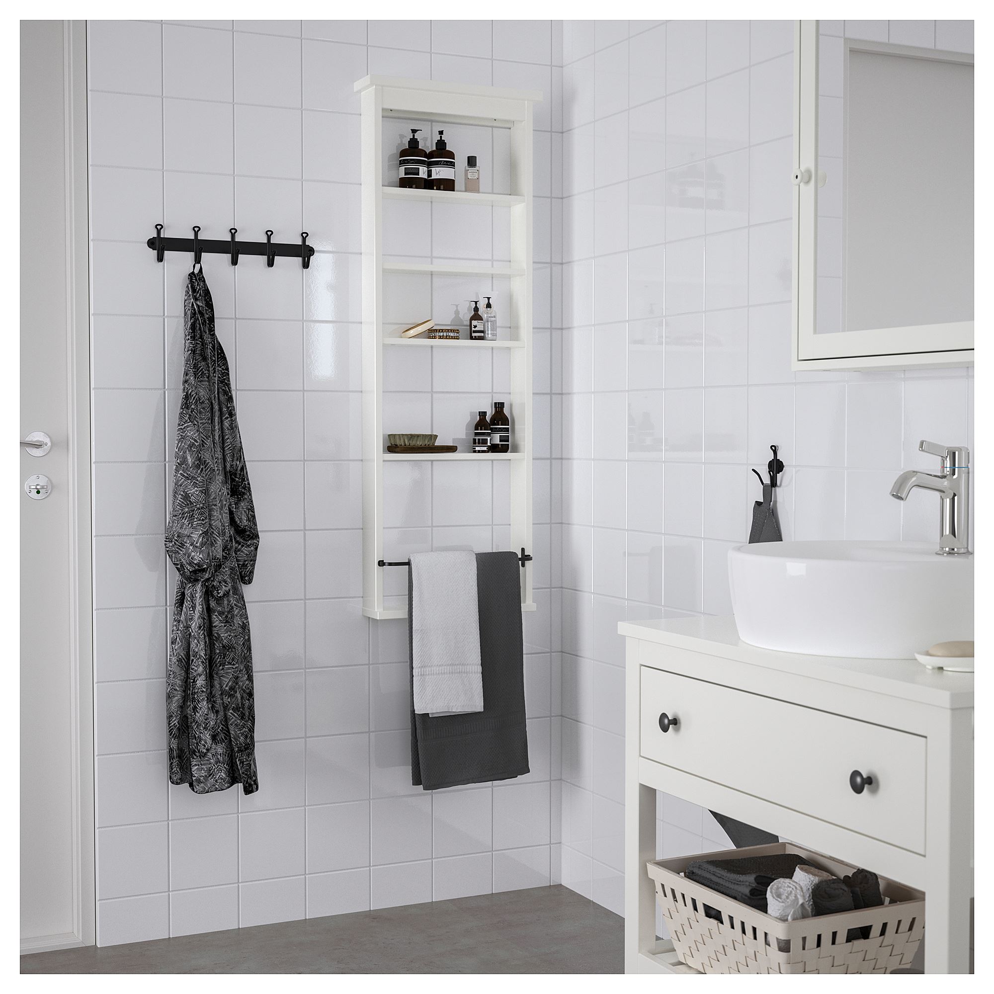 HEMNES IKEA Hamam rəfi, ağ, 42x118 sm. (MƏHSUL SATIŞDA MÖVCUD DEYİL)