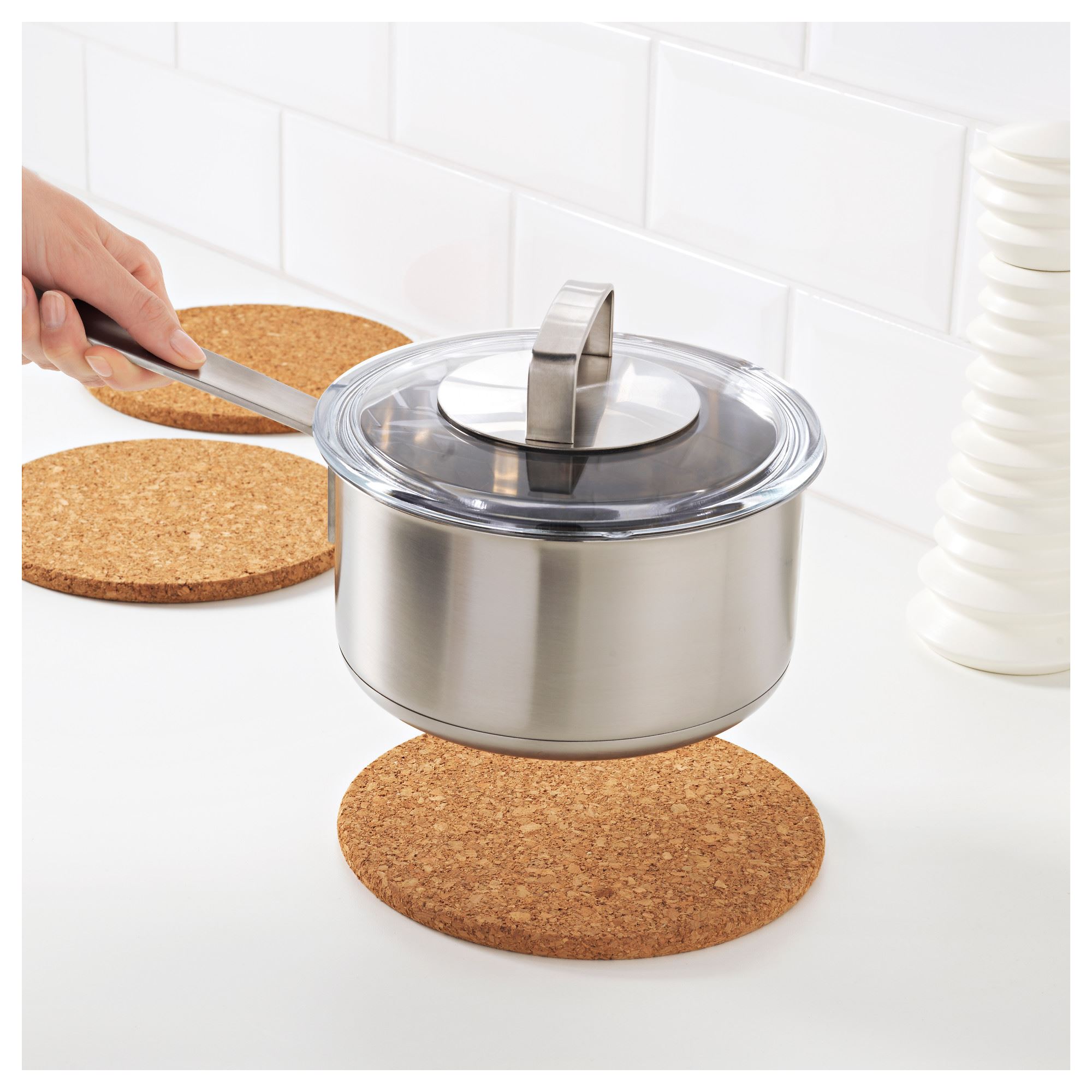 HEAT IKEA  Qazan altlığı, mantar, dairəvi  3 ədəd, 19 sm