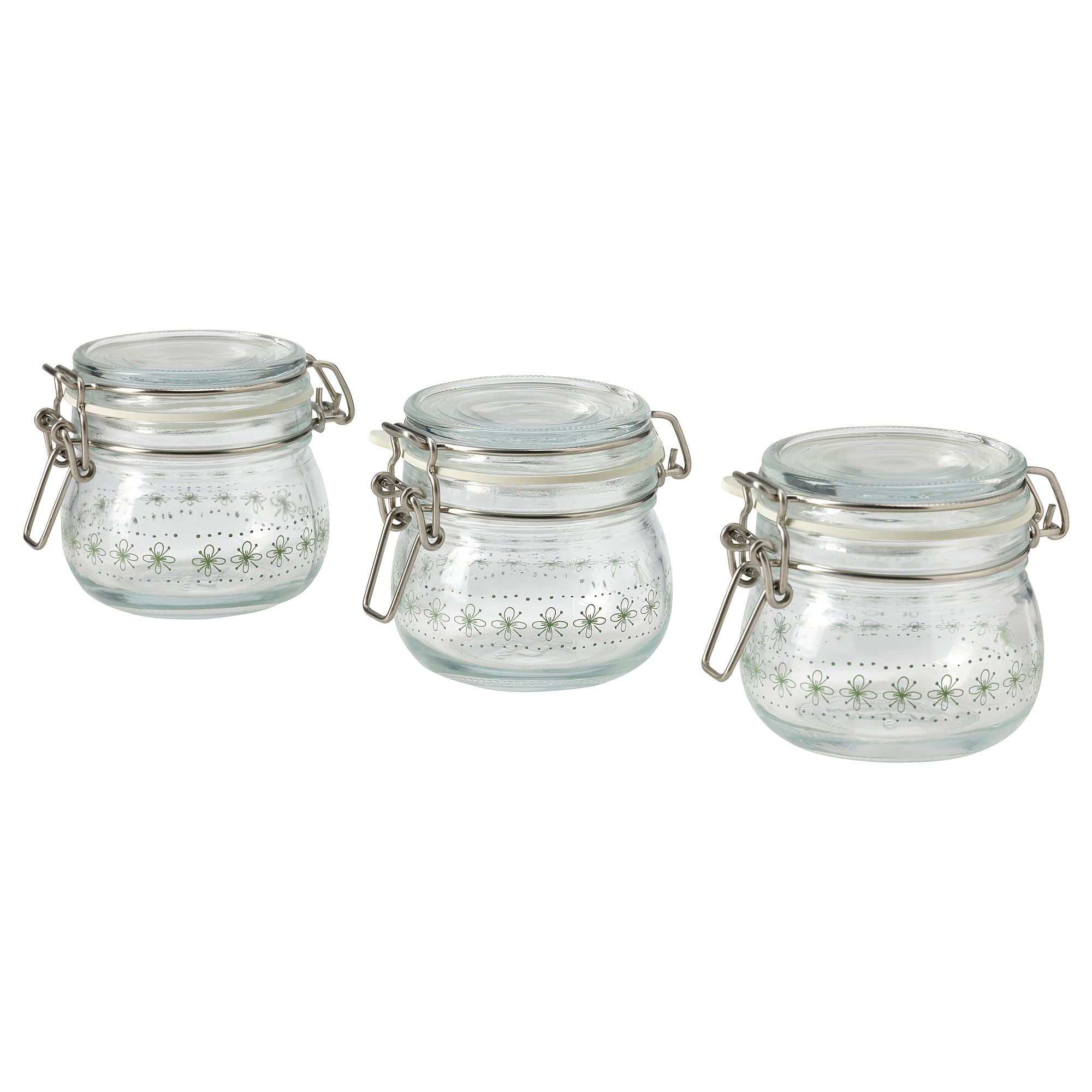 KORKEN IKEA КОРКЕН Qapaqlı banka, naxışlı/açıq-yaşıl 130 ml. (MƏHSUL SATIŞDA MÖVCUD DEYİL)