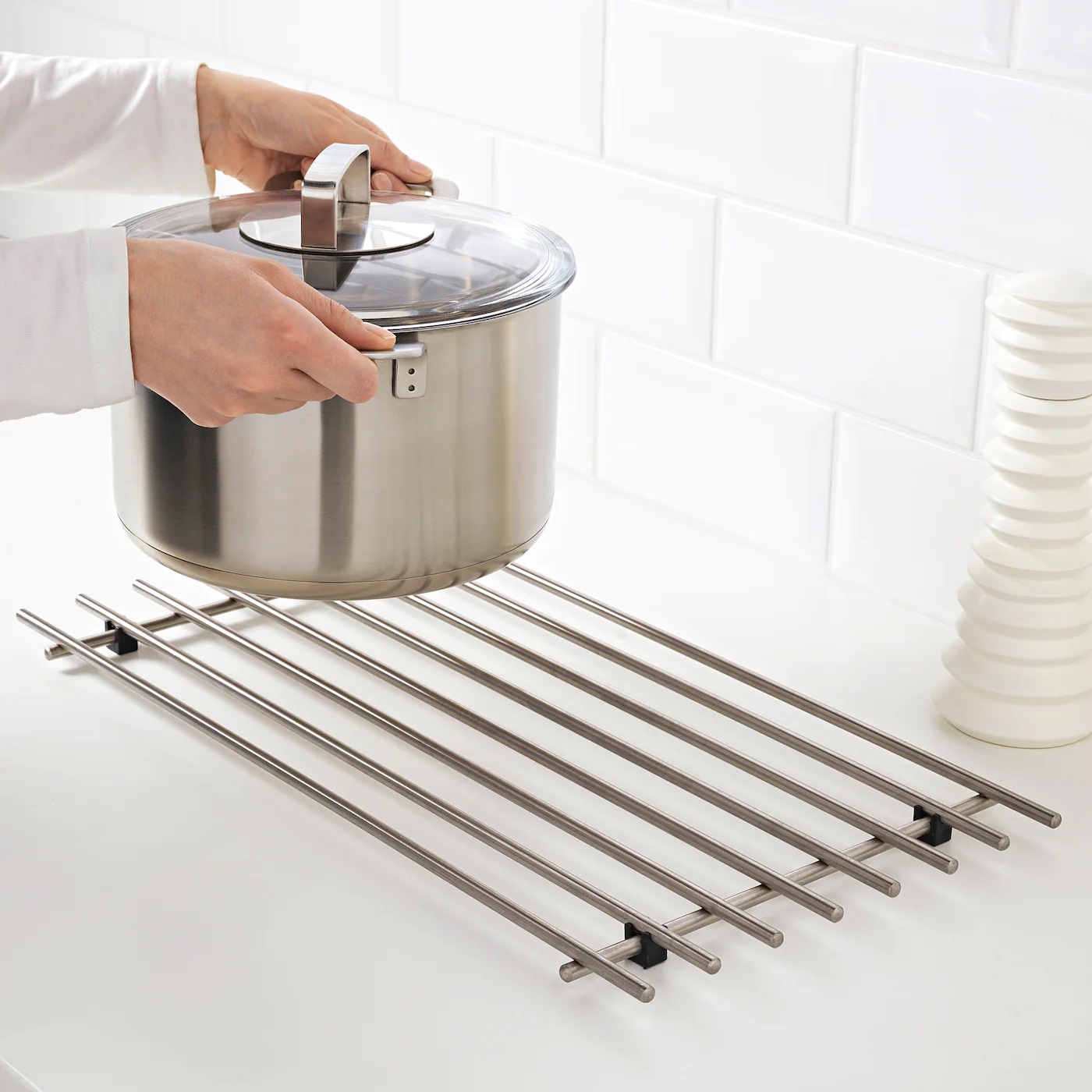 LAMPLIG IKEA ЛЭМПЛИГ Qazan altlığı, paslanmaz polad, 50x28 sm