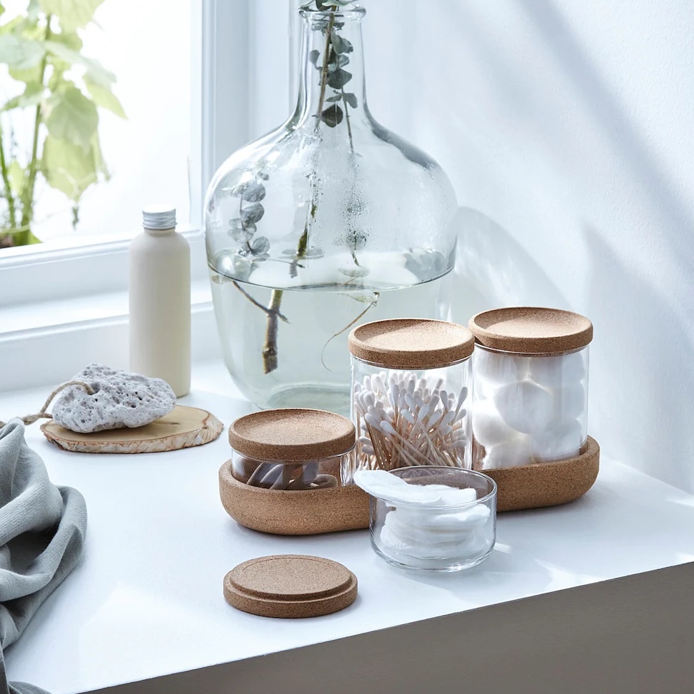 SAXBORGA IKEA Qapaqlı banka podnos ilə, 5 əşya, şüşə