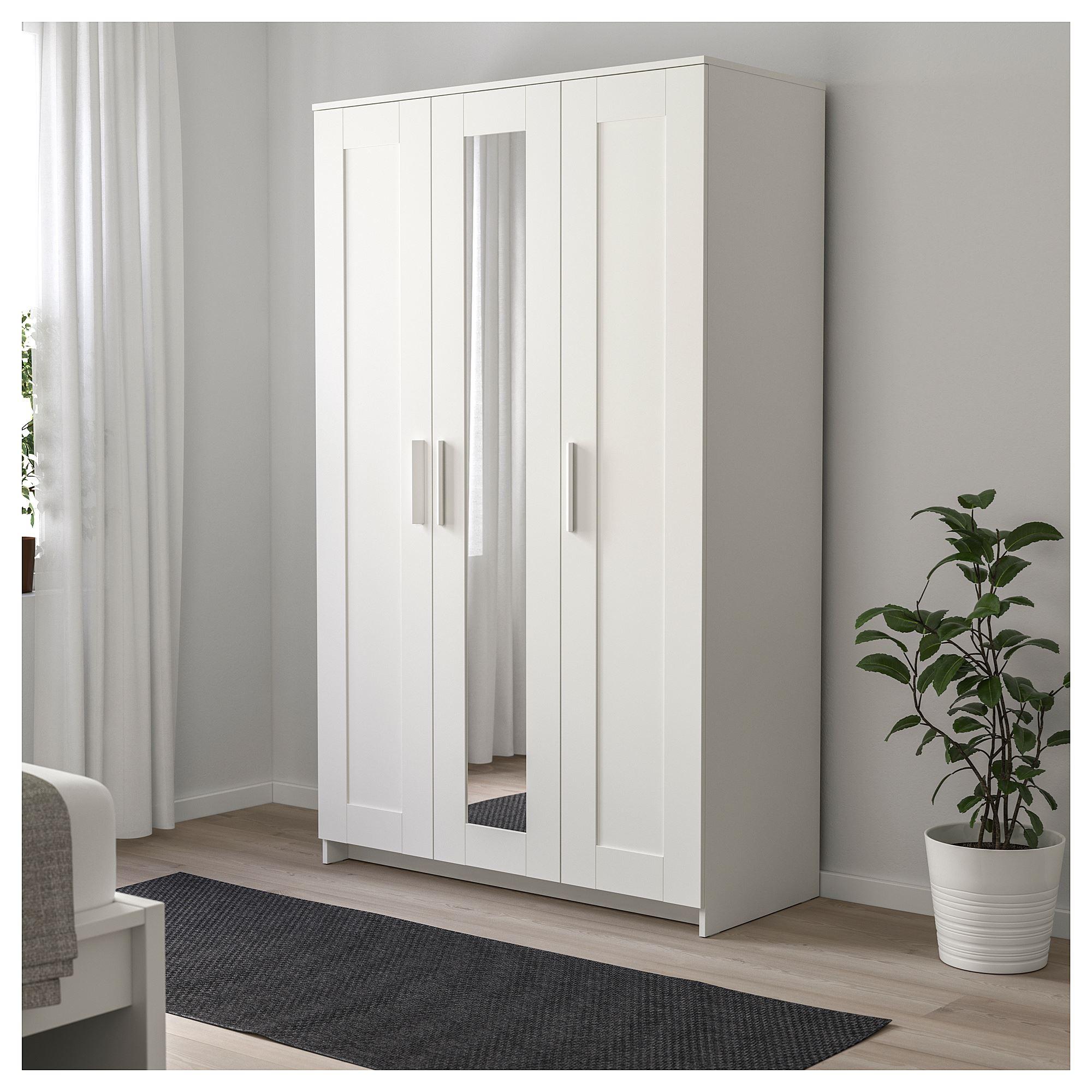 BRIMNES IKEA 3 qapılı paltar şkafı, ağ, 117x190 sm