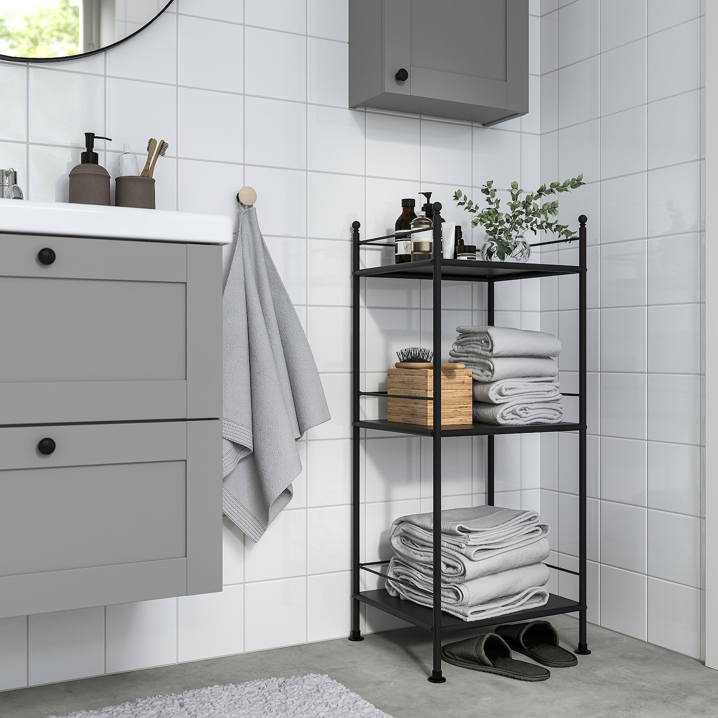 FROSJON IKEA Hamam rəfi, qara, 40x96 sm